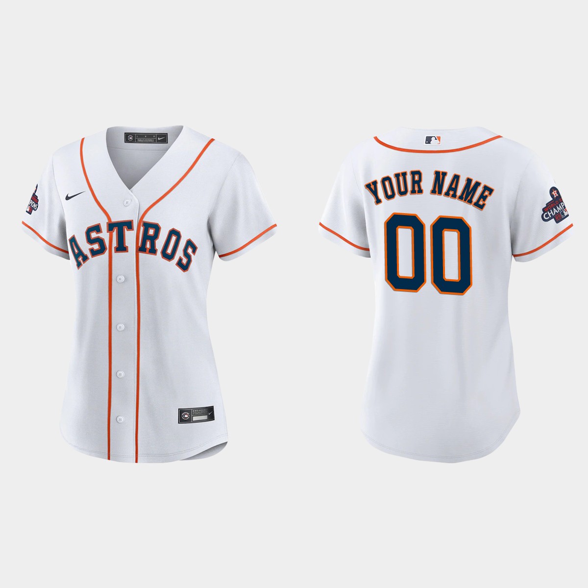 Women Houston Astros Custom White 2022 World Series Champions Jersey