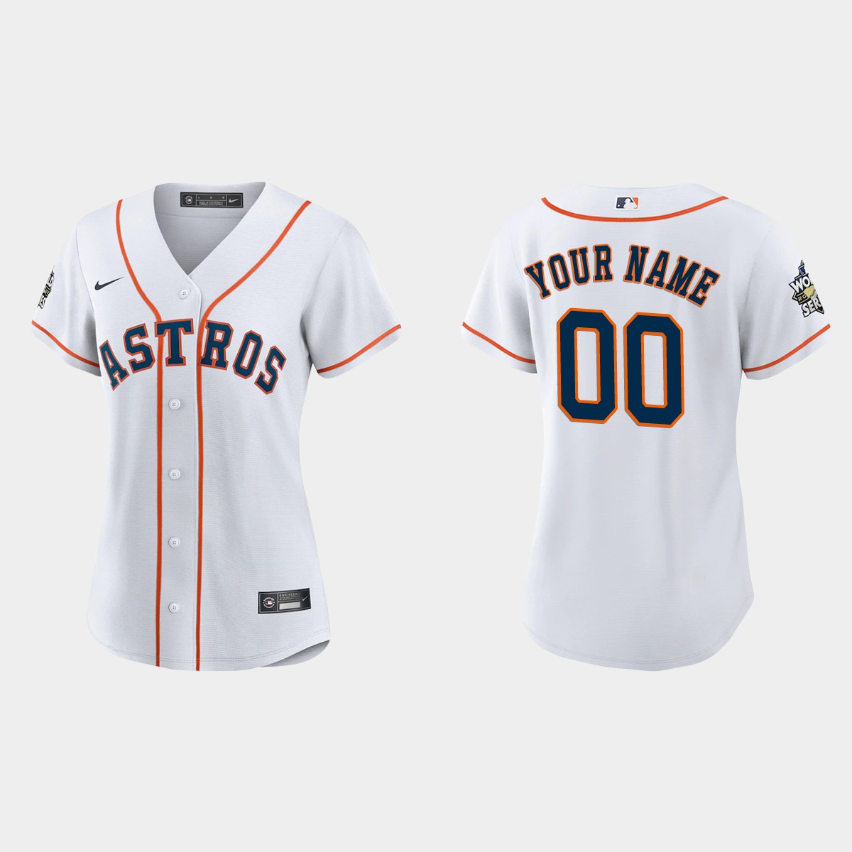 Women Houston Astros Custom White 2022 World Series Jersey