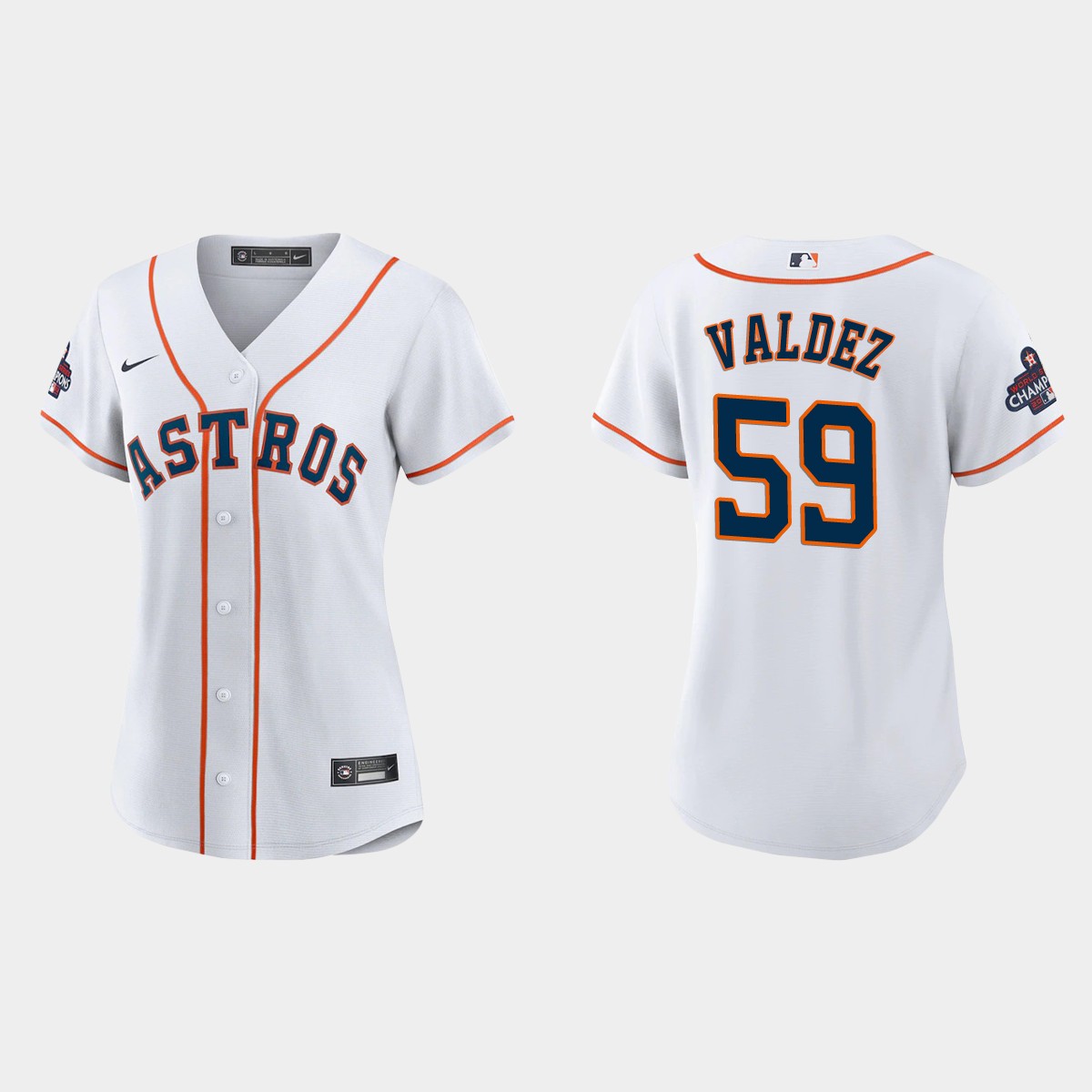 Women Houston Astros Framber Valdez White 2022 World Series Champions Jersey