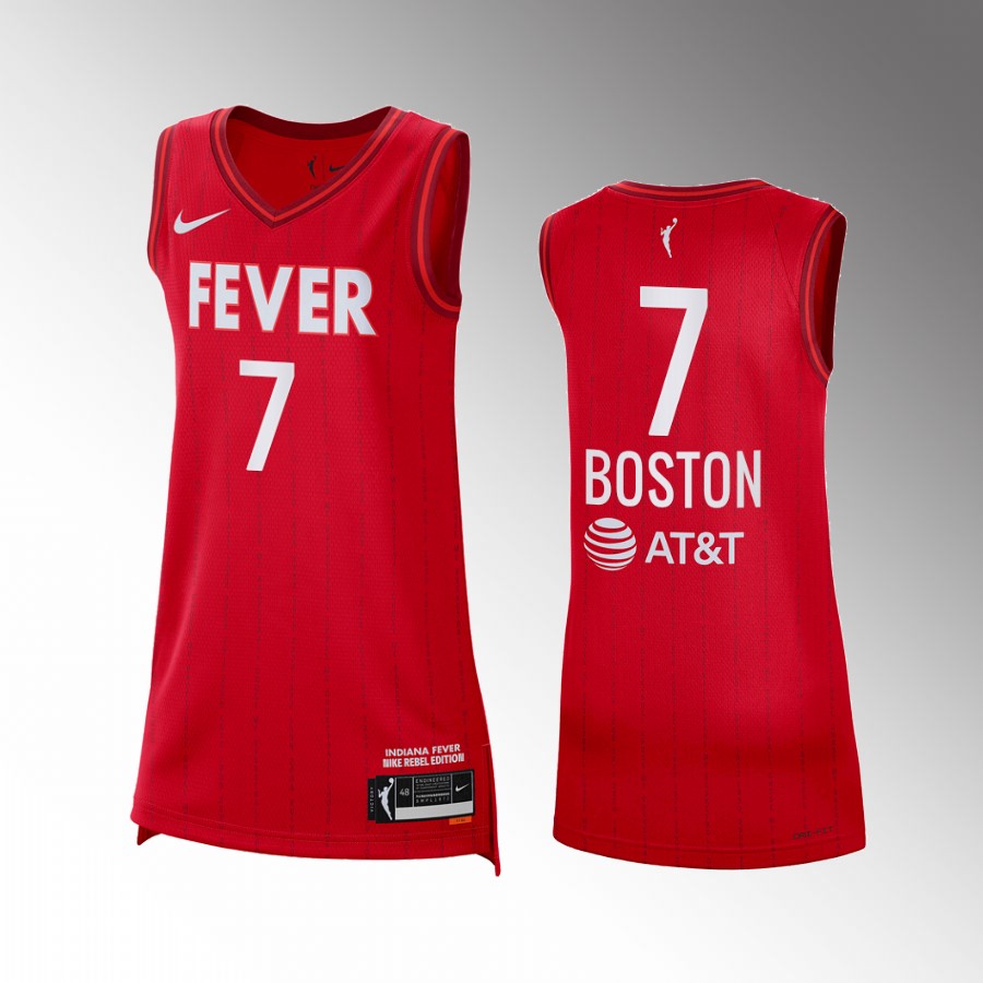 Women Indiana Fever Aliyah Boston 2023 WNBA Draft Red Jersey #7 Rebel Edition