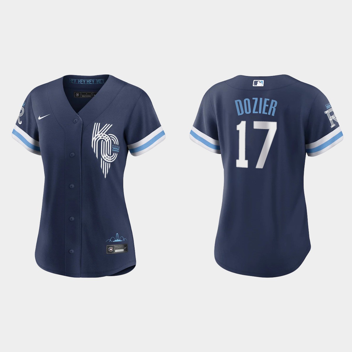 Women Kansas City Royals Hunter Dozier Navy 2022 City Connect Jersey