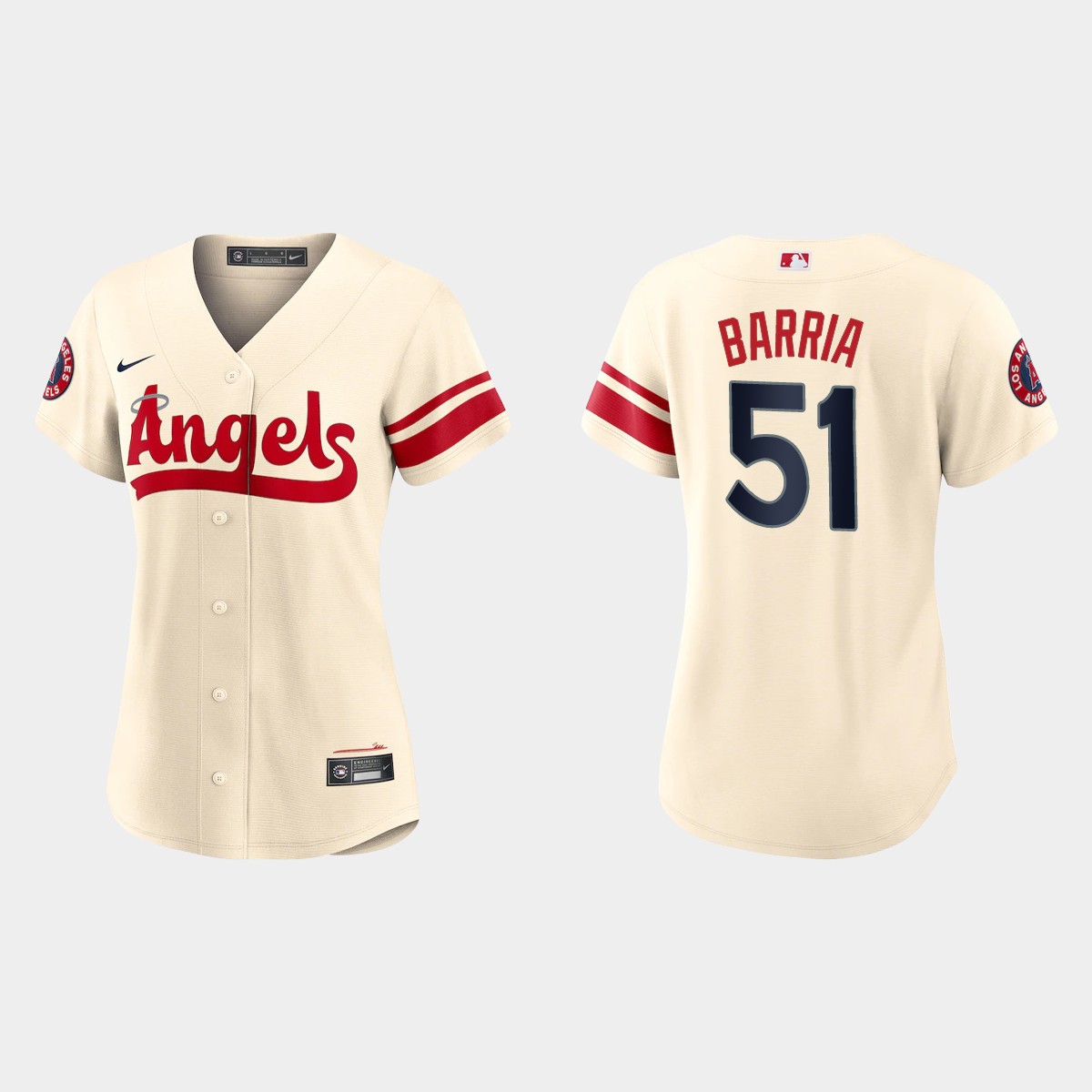 Women Los Angeles Angels Jaime Barria Cream 2022 City Connect Jersey