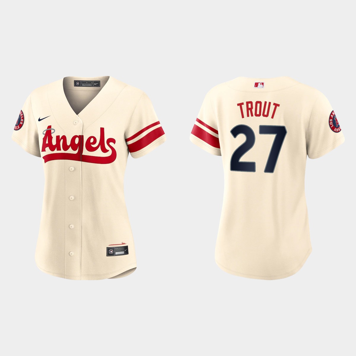 Women Los Angeles Angels Mike Trout Cream 2022 City Connect Jersey