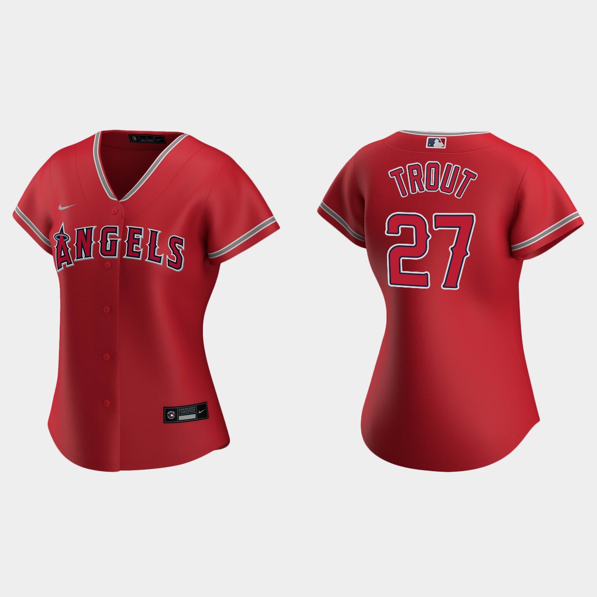 Women Los Angeles Angels Mike Trout Red Alternate Jersey