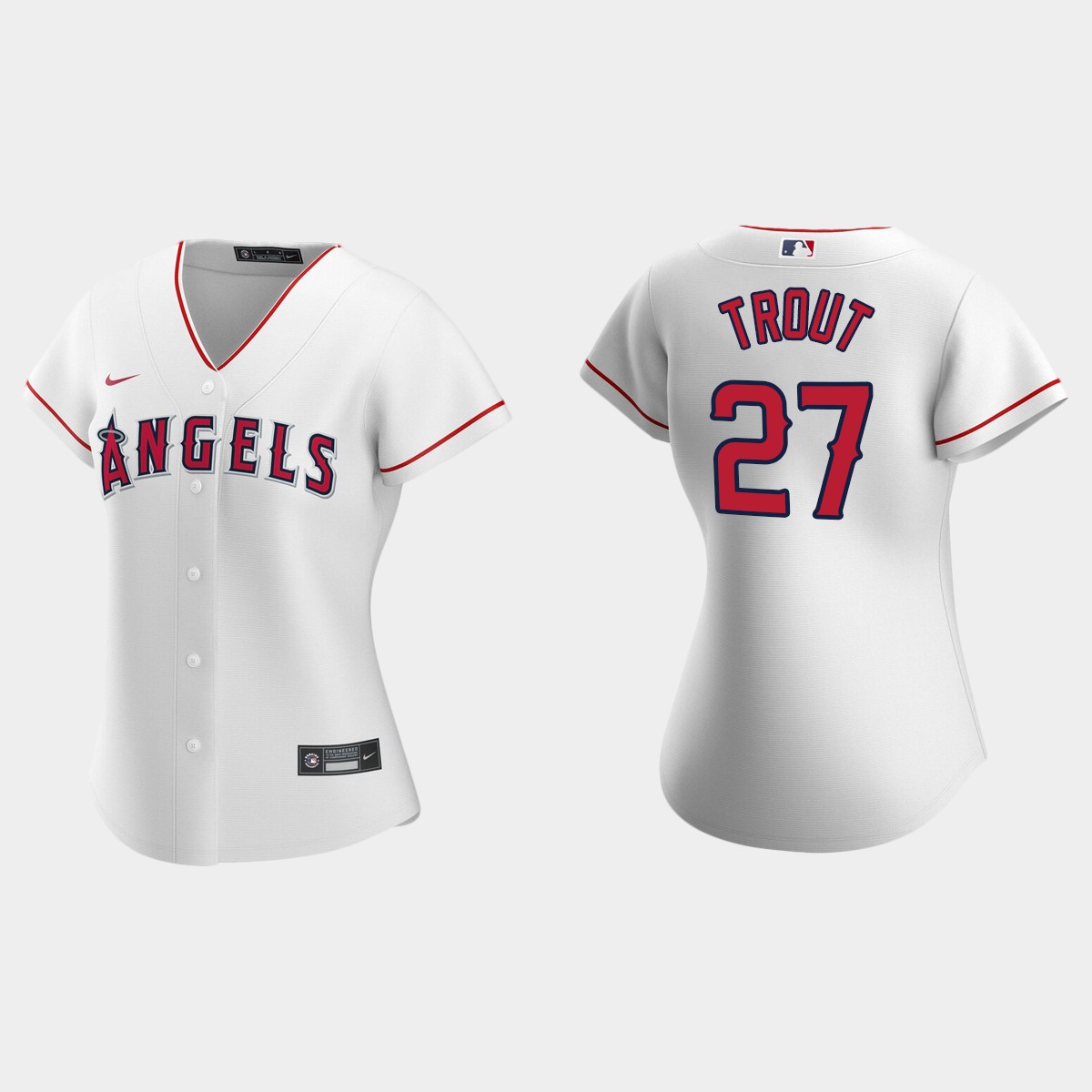Women Los Angeles Angels Mike Trout White Home Jersey