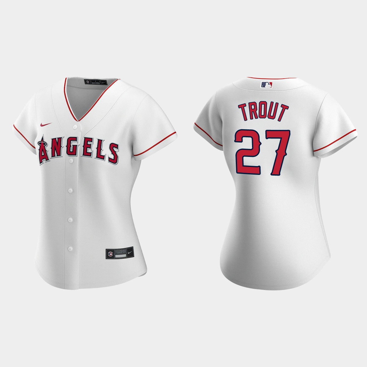 Women Los Angeles Angels Mike Trout White Jersey