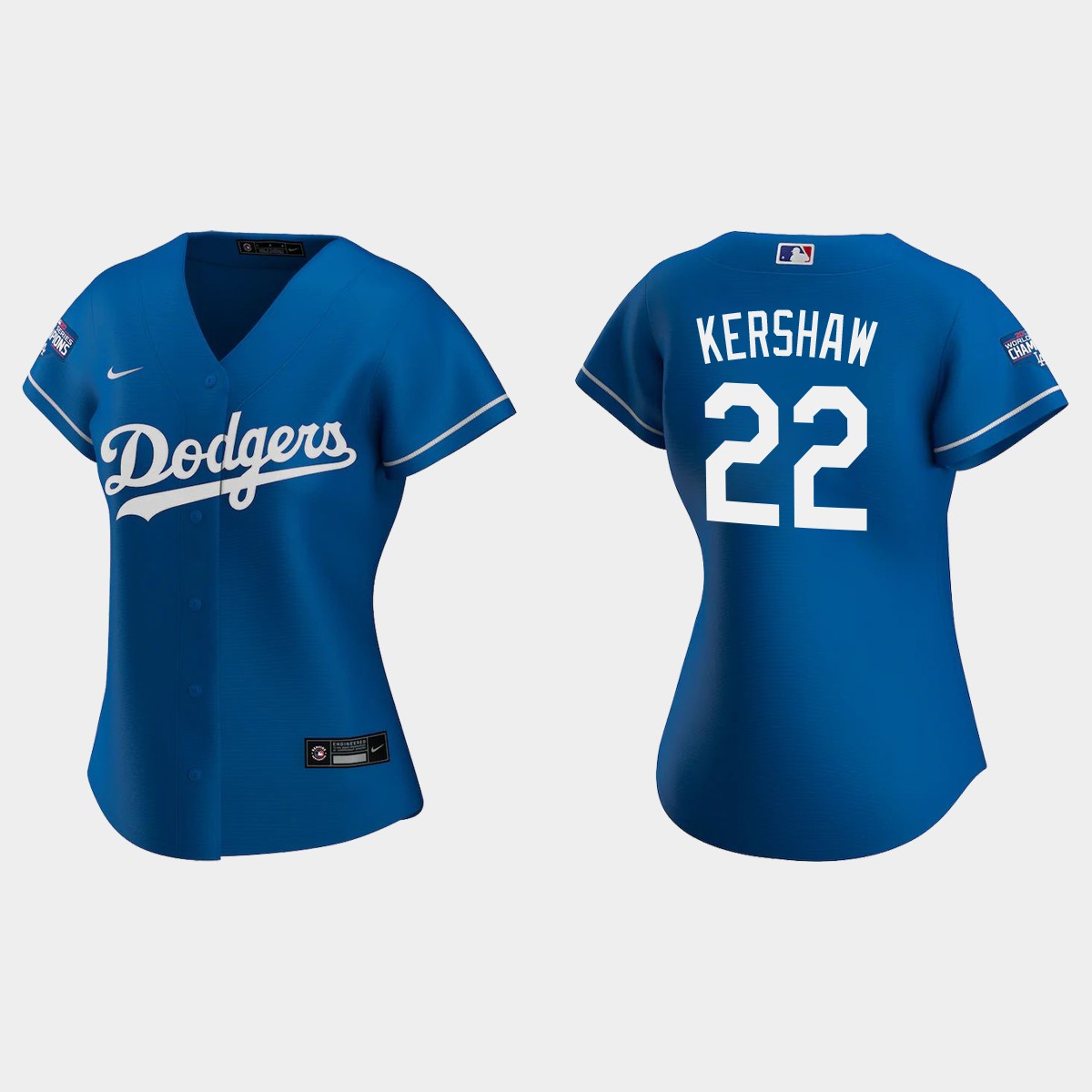 Women Los Angeles Dodgers Clayton Kershaw Royal 2020 World Series Champions Alternate Jersey