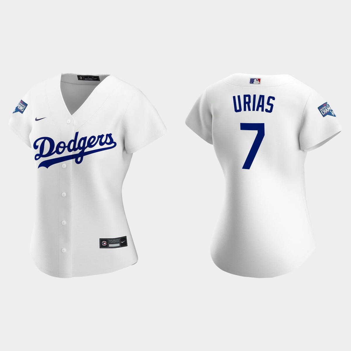 Women Los Angeles Dodgers Julio Urias Black 2020 World Series Champions Home Player Jersey