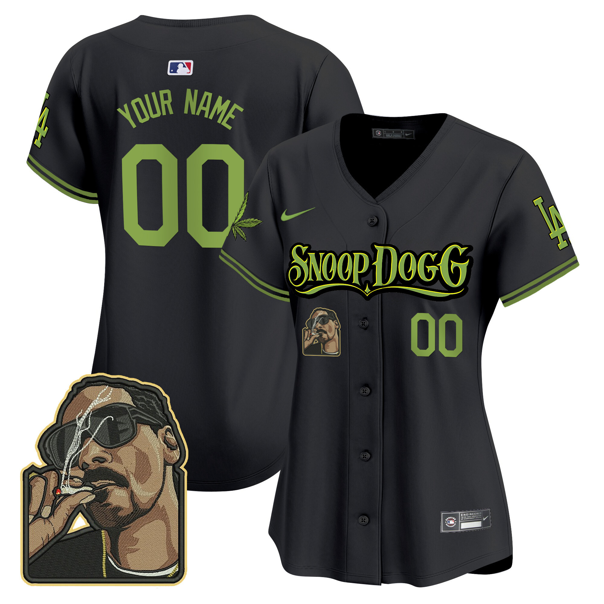 Women Los Angeles Dodgers Snoop Dogg Vapor Premier Limited Custom Black Jersey - Stitched