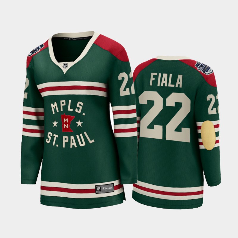 Women Minnesota Wild Kevin Fiala #22 2022 Winter Classic State of Jersey Green