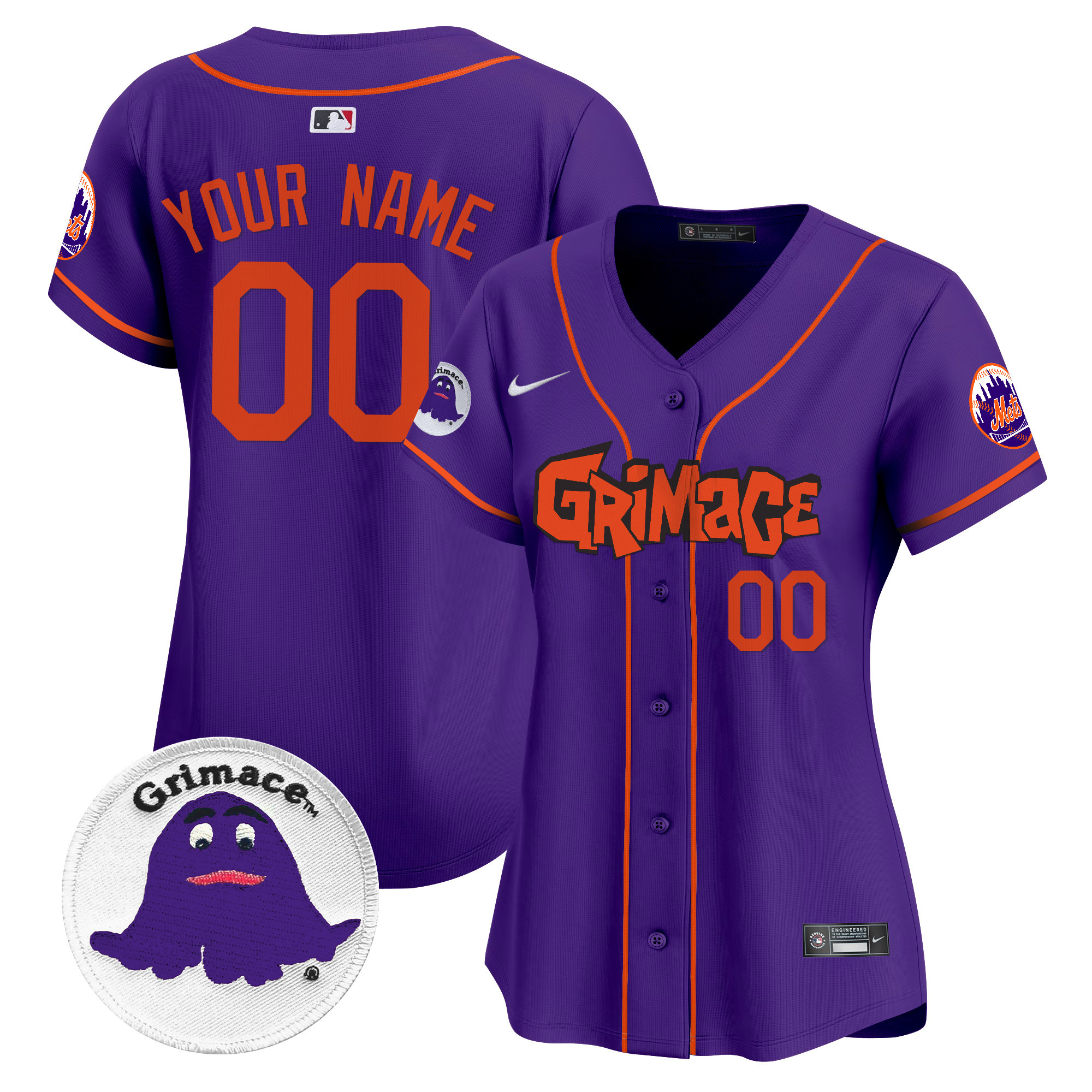Women New York Mets Grimace Vapor Premier Limited Custom Purple Jersey V2 - All Stitched