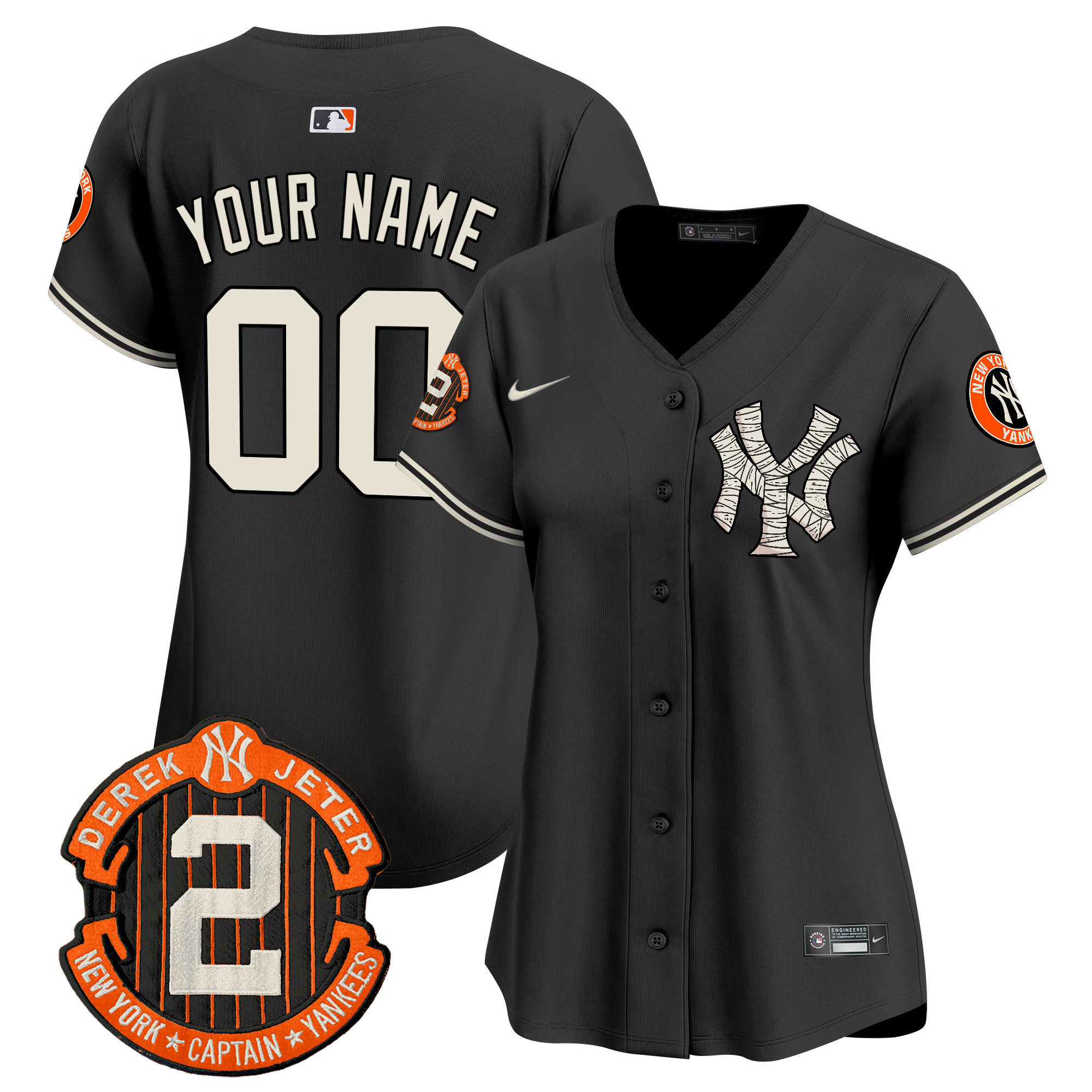 Women New York Yankees Halloween Vapor Premier Limited Custom Black Jersey - All Stitched