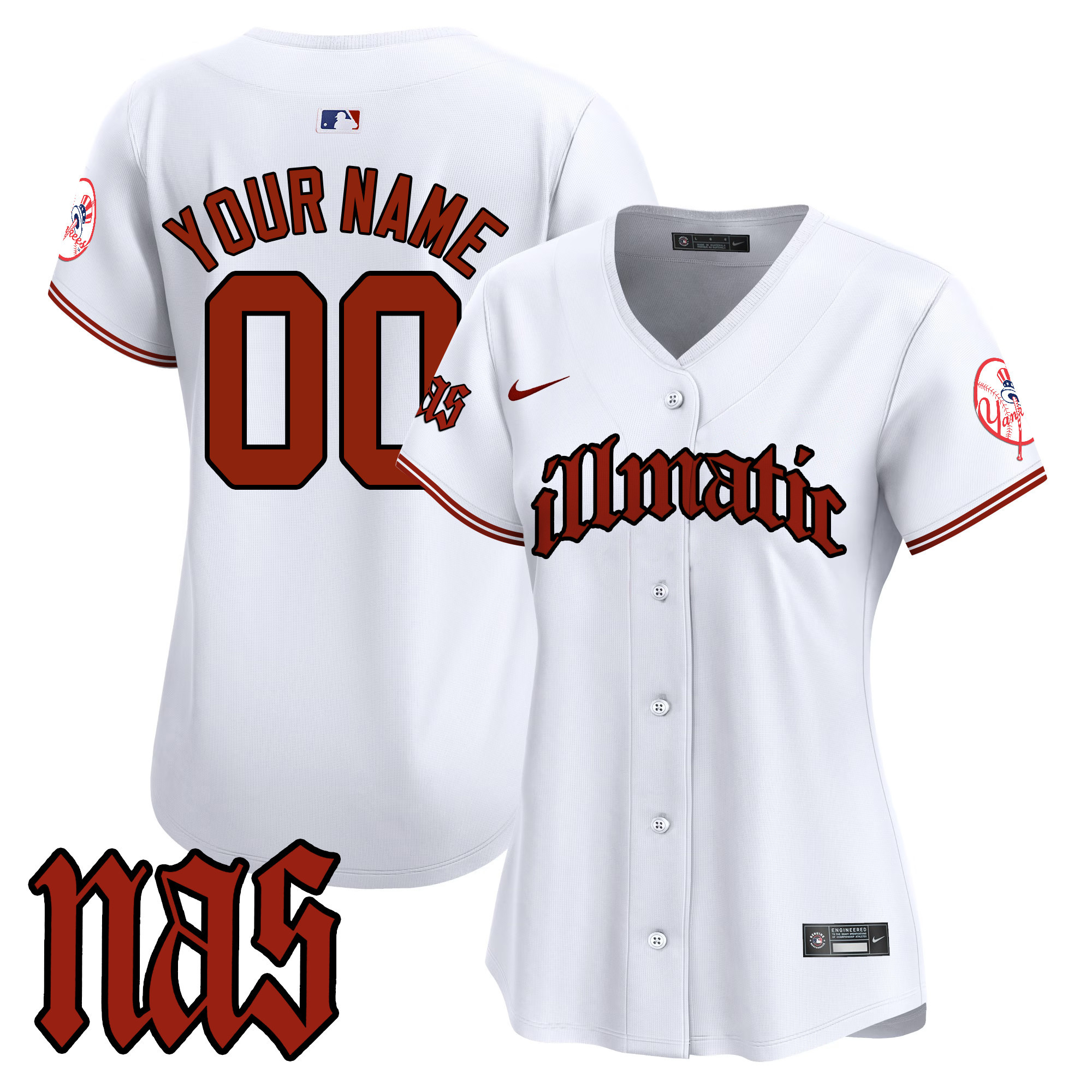 Women New York Yankees Nas Illmatic Vapor Premier Limited Custom White Jersey - All Stitched
