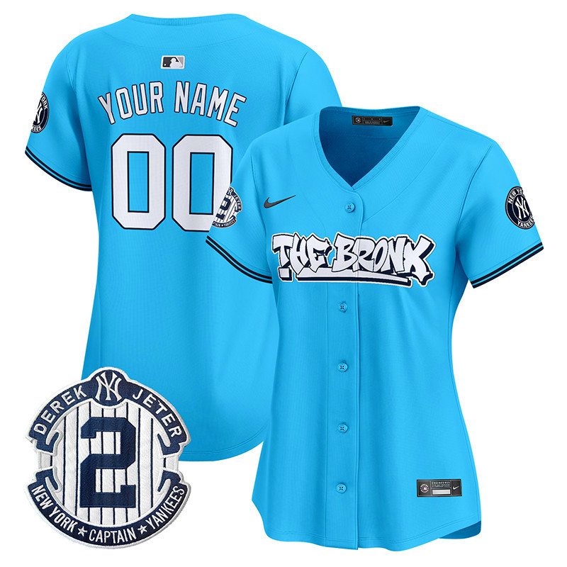 Women New York Yankees The Bronx Graffiti Vapor Premier Limited Custom Light Blue Jersey - All Stitched