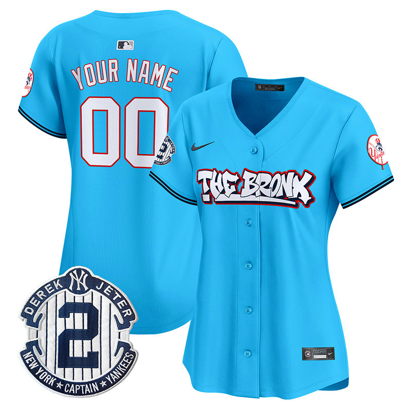 Women New York Yankees The Bronx Graffiti Vapor Premier Limited Custom Light Blue Jersey V2 - All Stitched