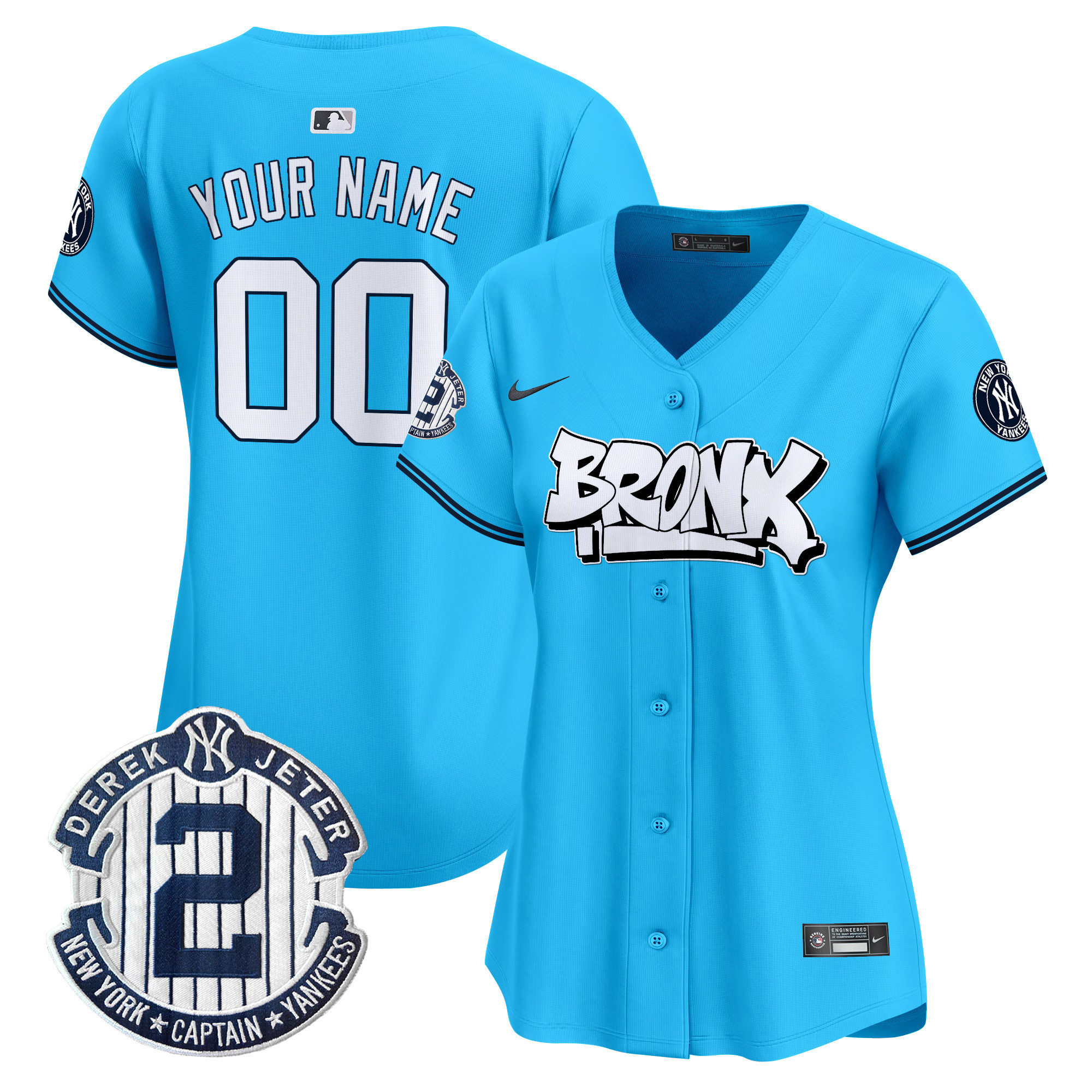 Women New York Yankees The Bronx Graffiti Vapor Premier Limited Custom Light Blue Jersey V3 - All Stitched