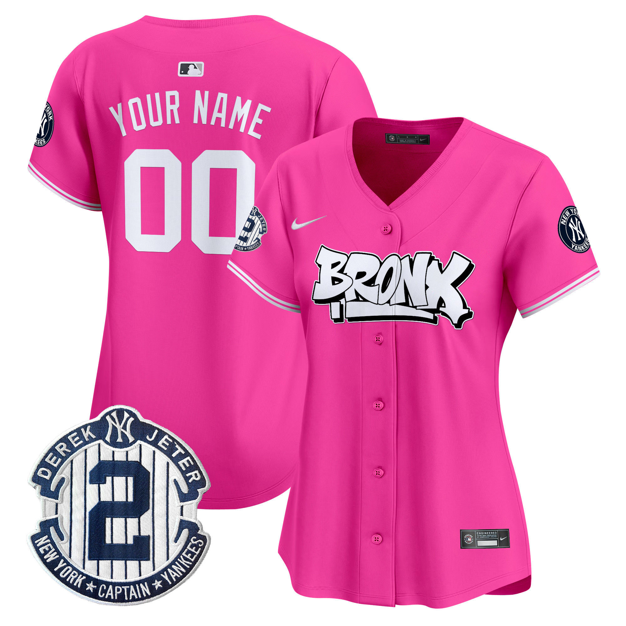 Women New York Yankees The Bronx Graffiti Vapor Premier Limited Custom Pink Jersey V3 - All Stitched