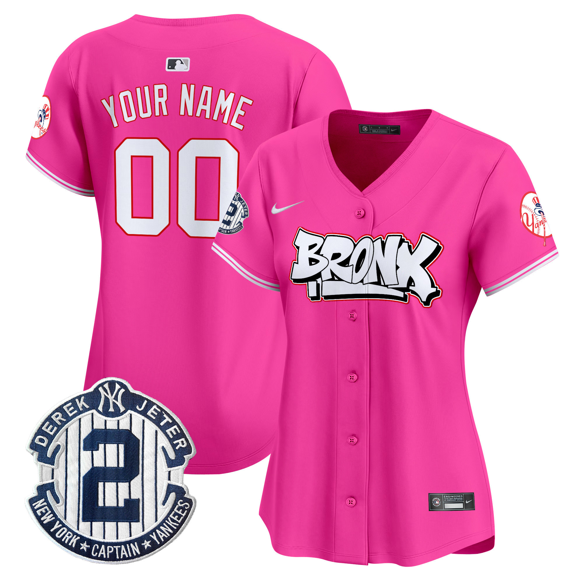 Women New York Yankees The Bronx Graffiti Vapor Premier Limited Custom Pink Jersey V4 - All Stitched