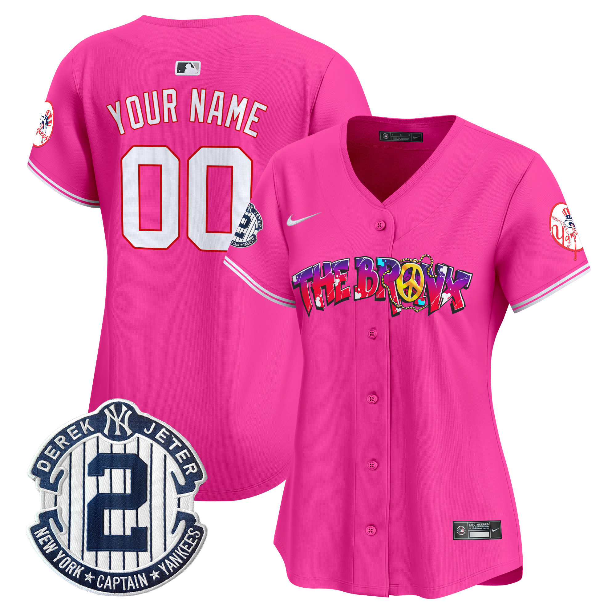 Women New York Yankees The Bronx Graffiti Vapor Premier Limited Custom Pink Jersey V7 - All Stitched