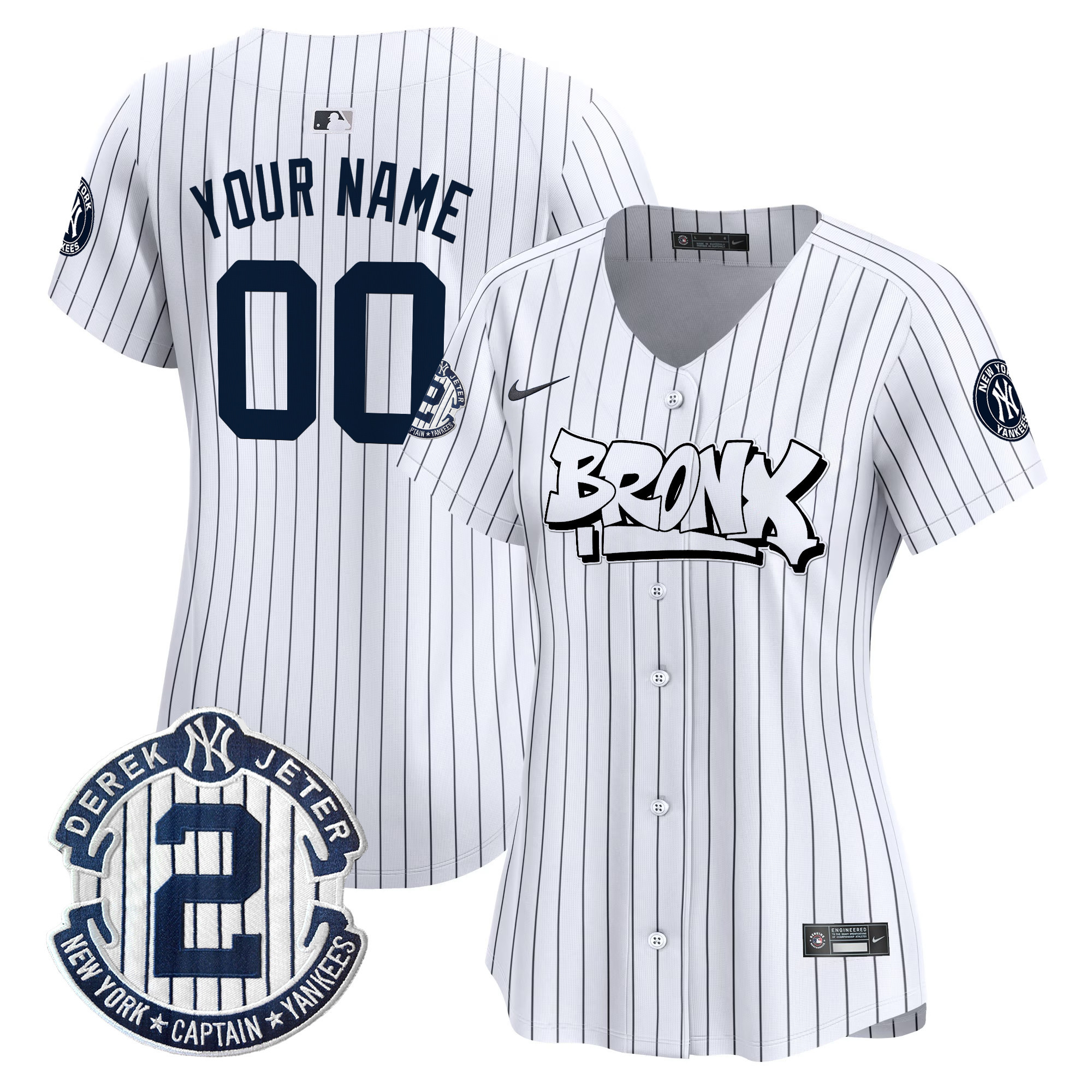 Women New York Yankees The Bronx Graffiti Vapor Premier Limited Custom Pinstripe Jersey V3 - All Stitched