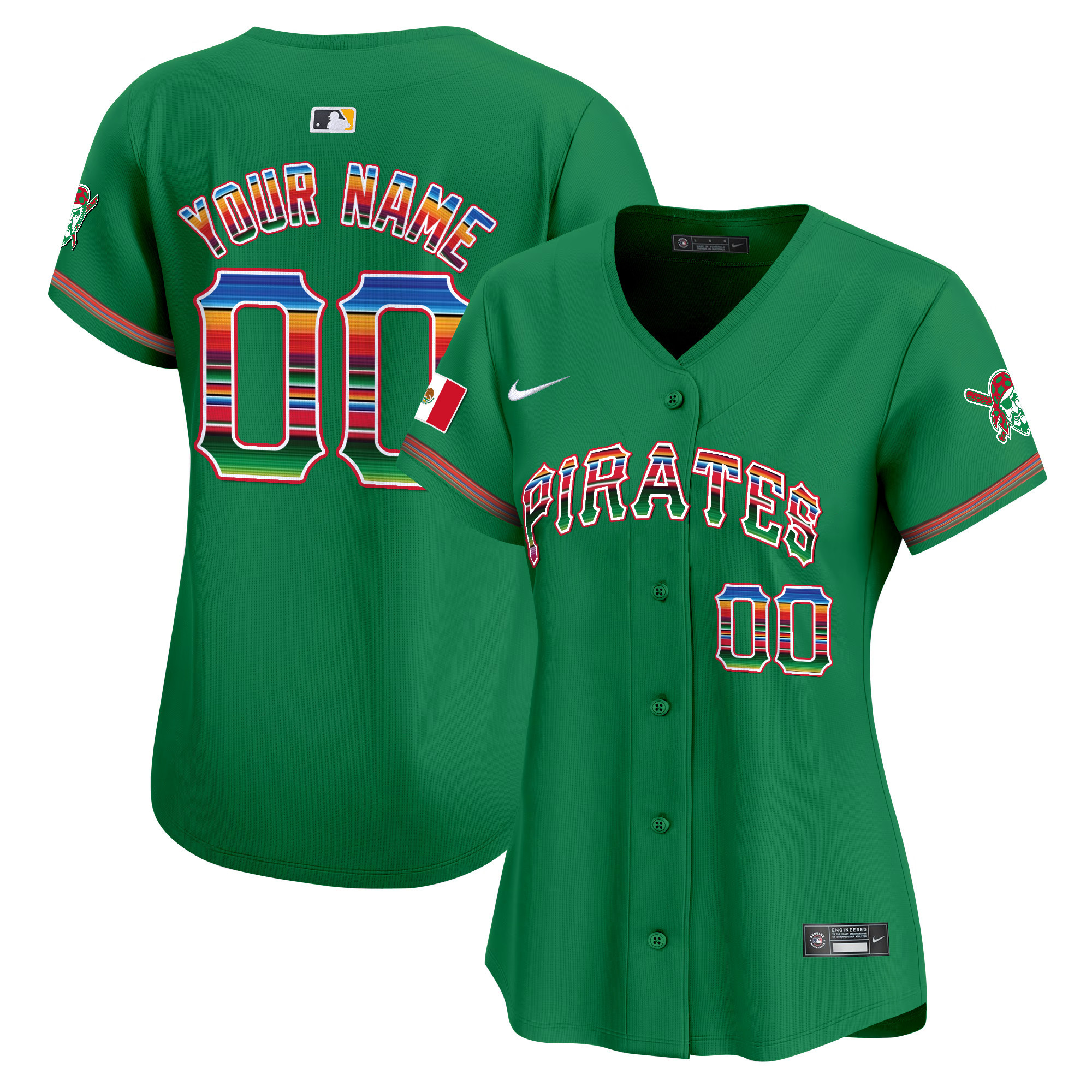 Women Pittsburgh Pirates Mexico Vapor Premier Limited Custom Green Jersey - All Stitched