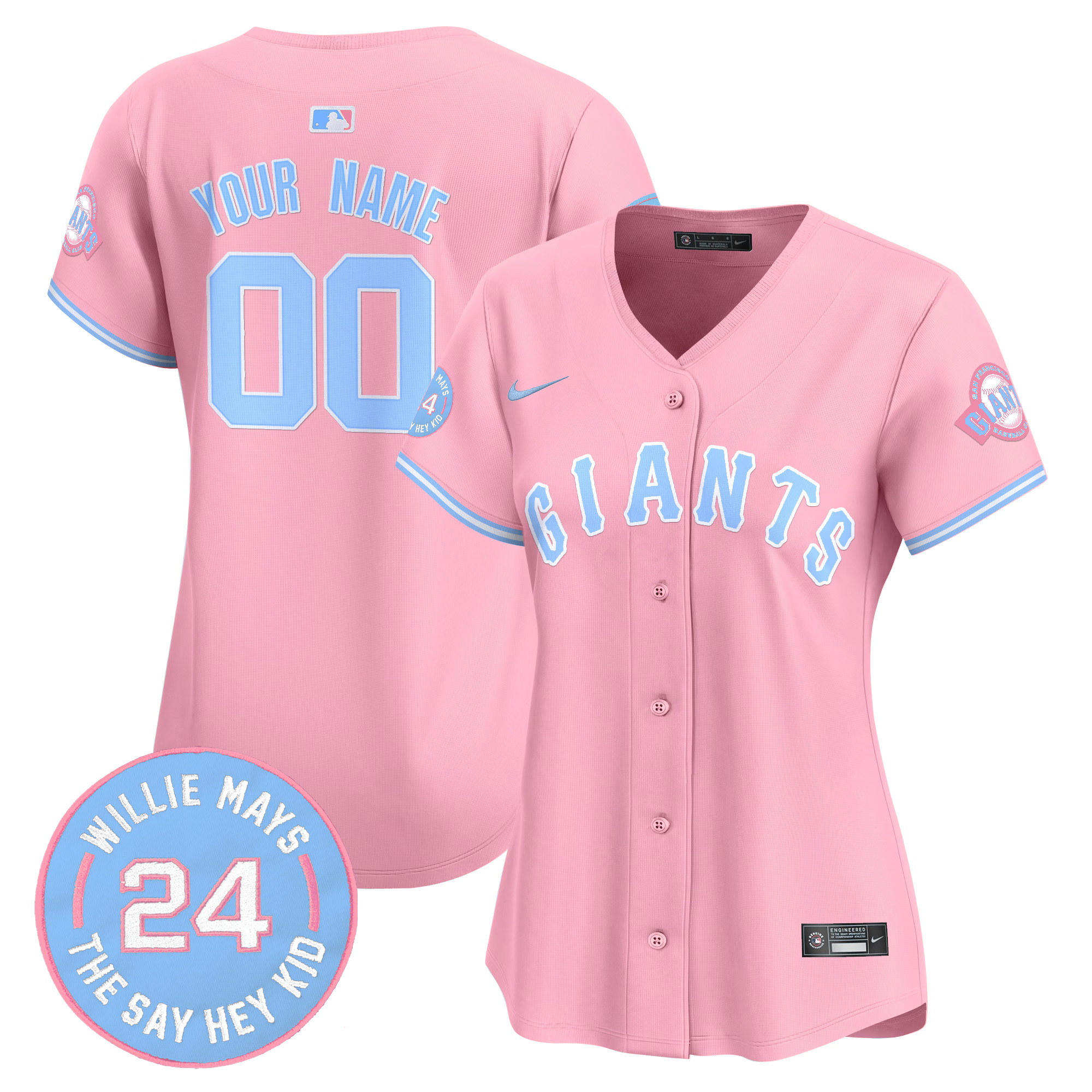 Women San Francisco Giants Bubblegum Pink Vapor Premier Limited Custom Pink Jersey - All Stitched