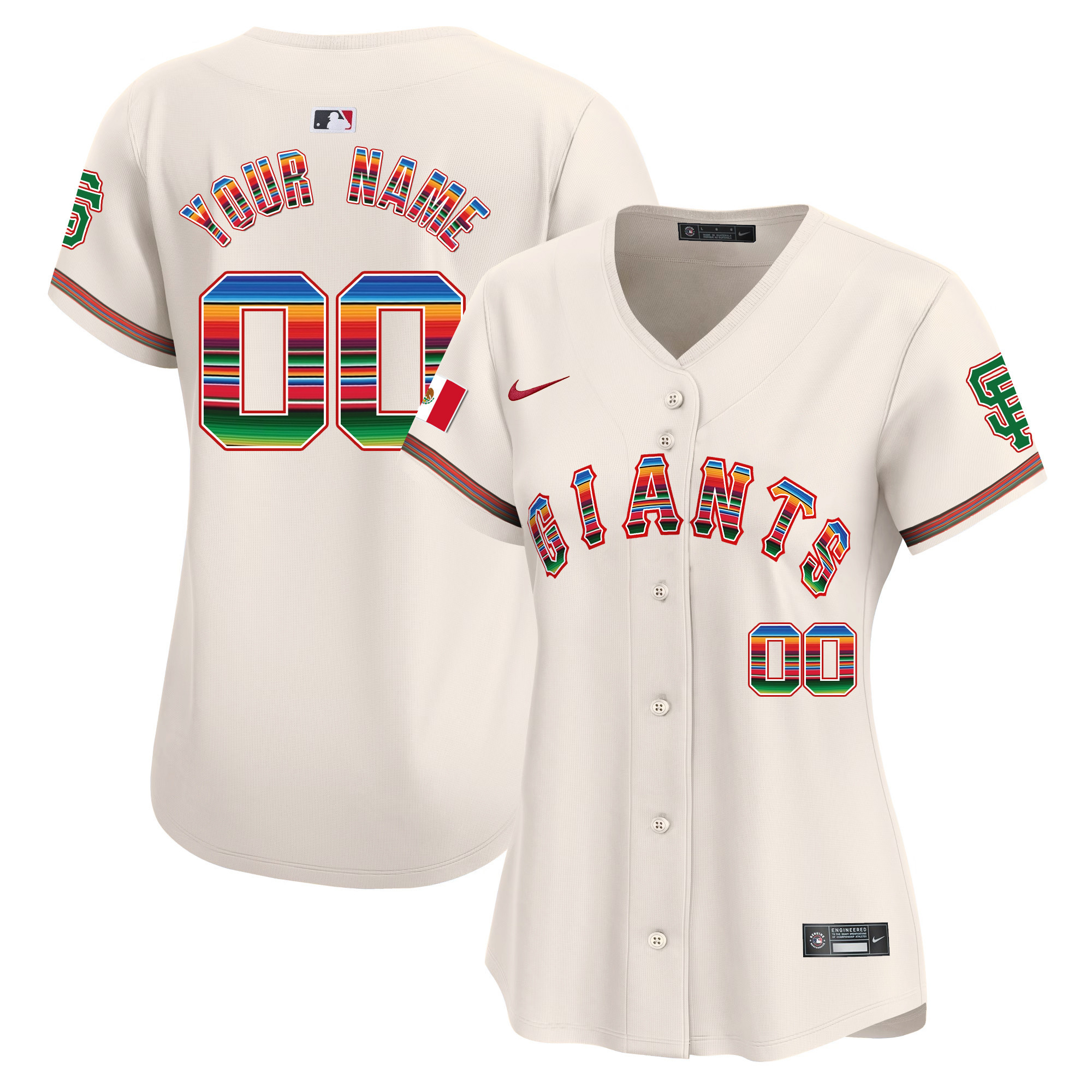 Women San Francisco Giants Mexico Vapor Premier Limited Custom Cream Jersey - All Stitched