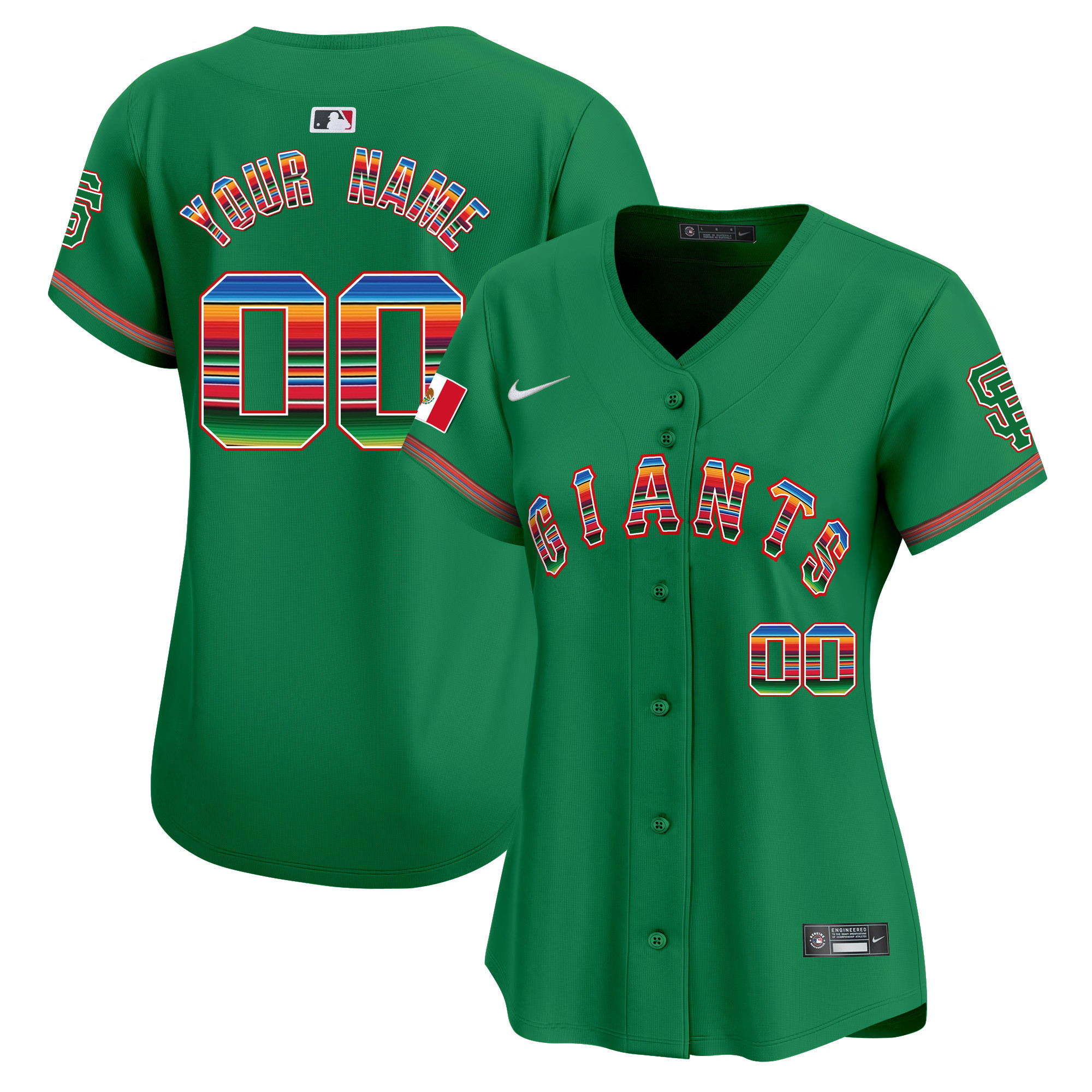 Women San Francisco Giants Mexico Vapor Premier Limited Custom Green Jersey - All Stitched