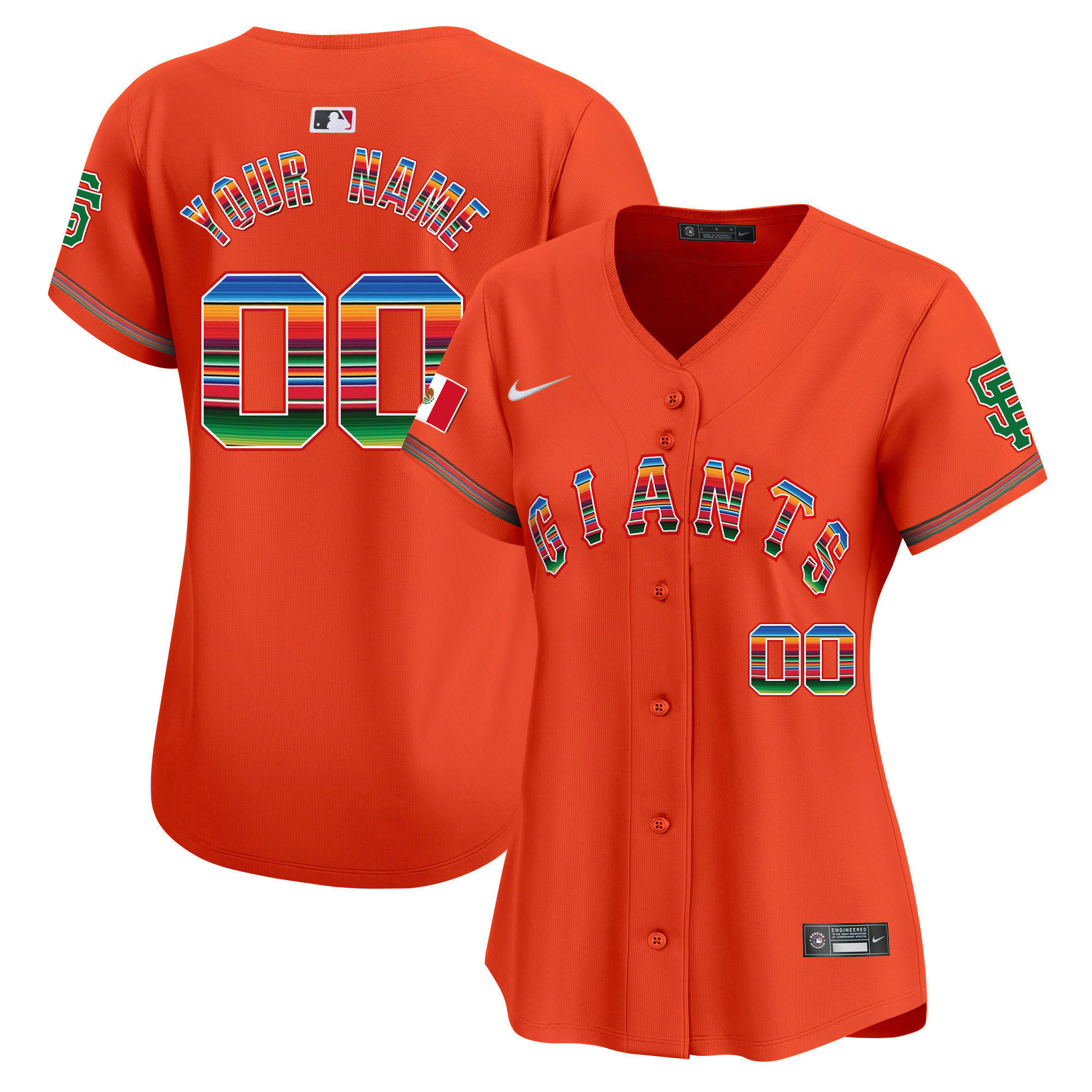 Women San Francisco Giants Mexico Vapor Premier Limited Custom Orange Jersey - All Stitched