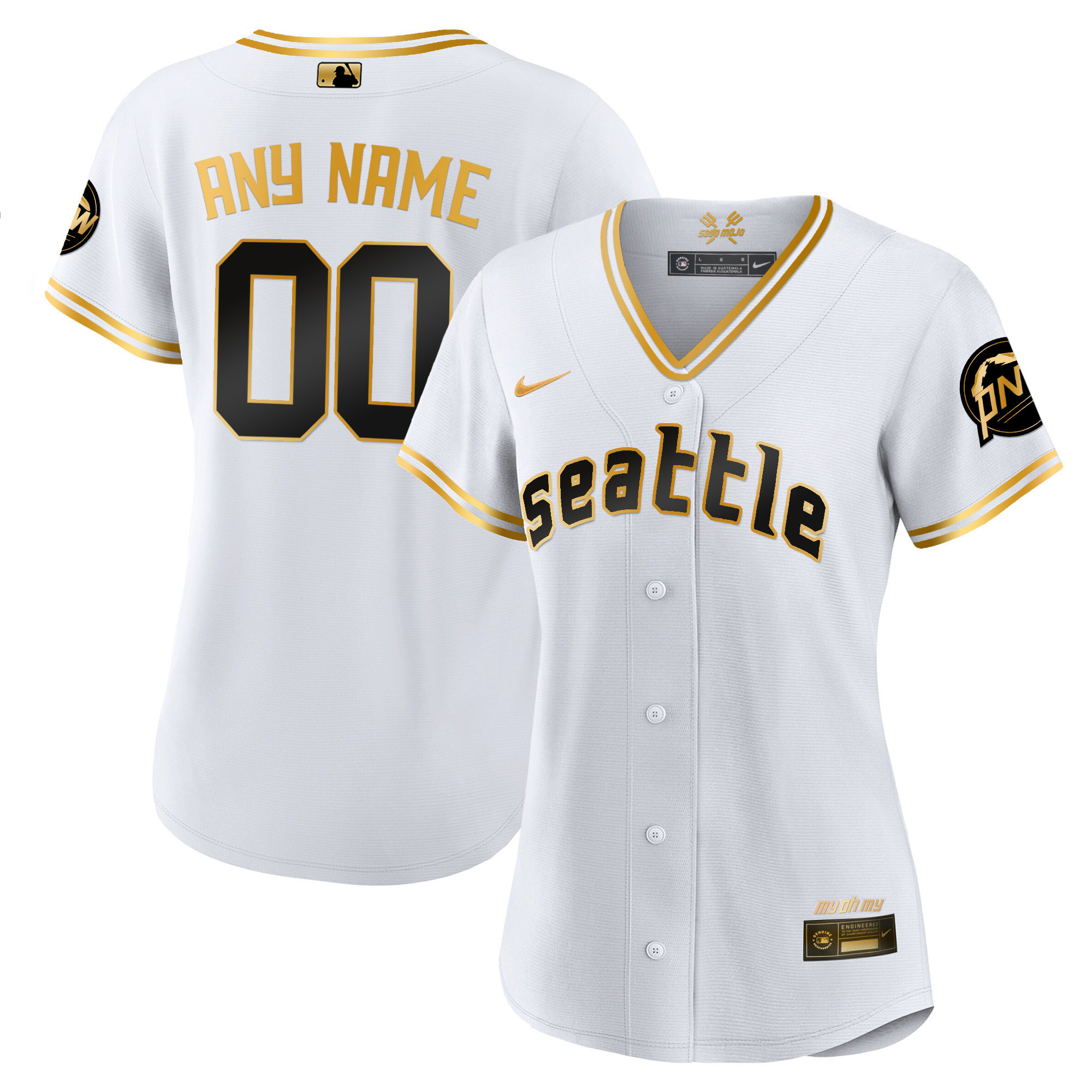 Women Seattle Mariners 2023 City Connect Gold Custom Flex White Gold Jersey - All Stitched