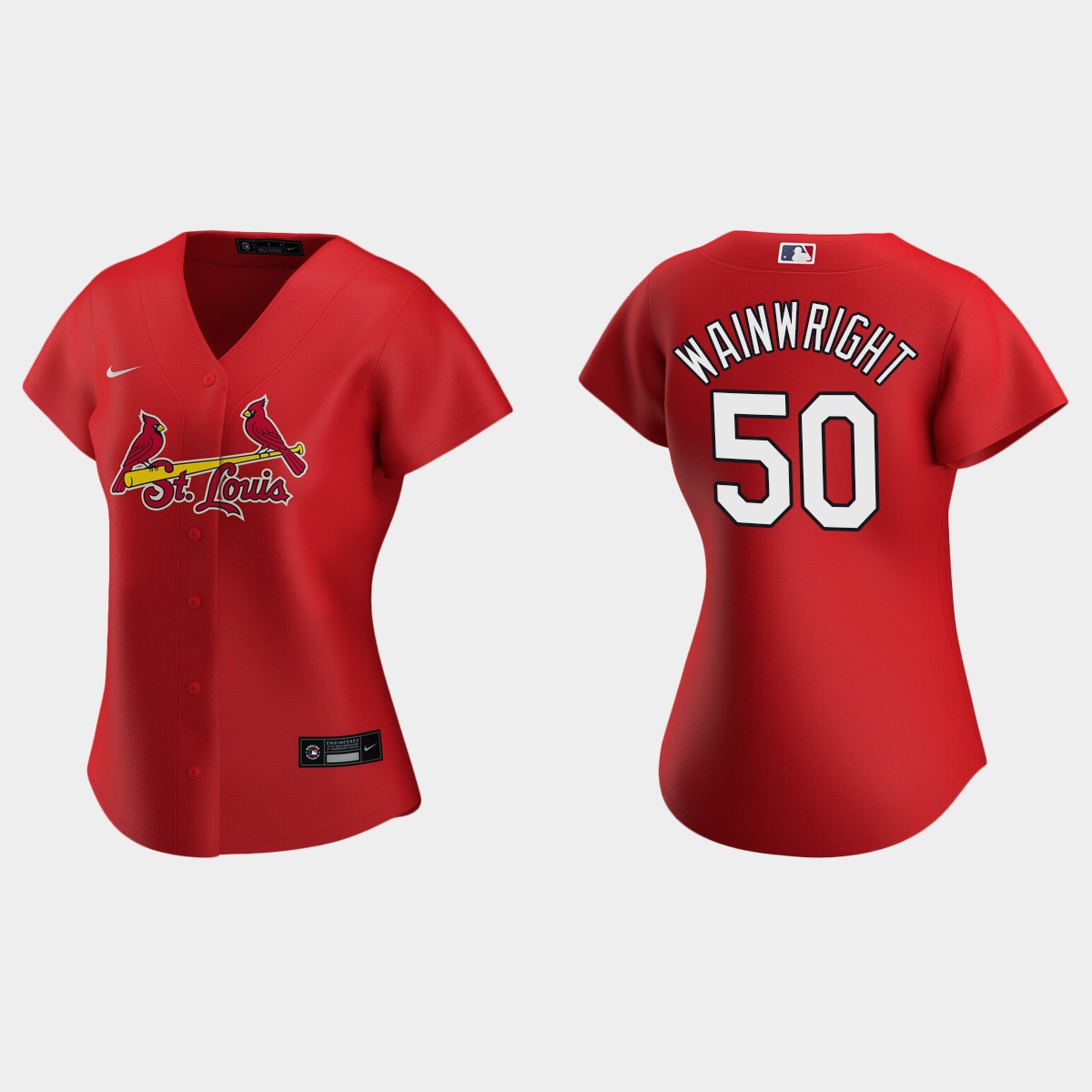 Women St. Louis Cardinals Adam Wainwright Red 2020 Alternate Jersey