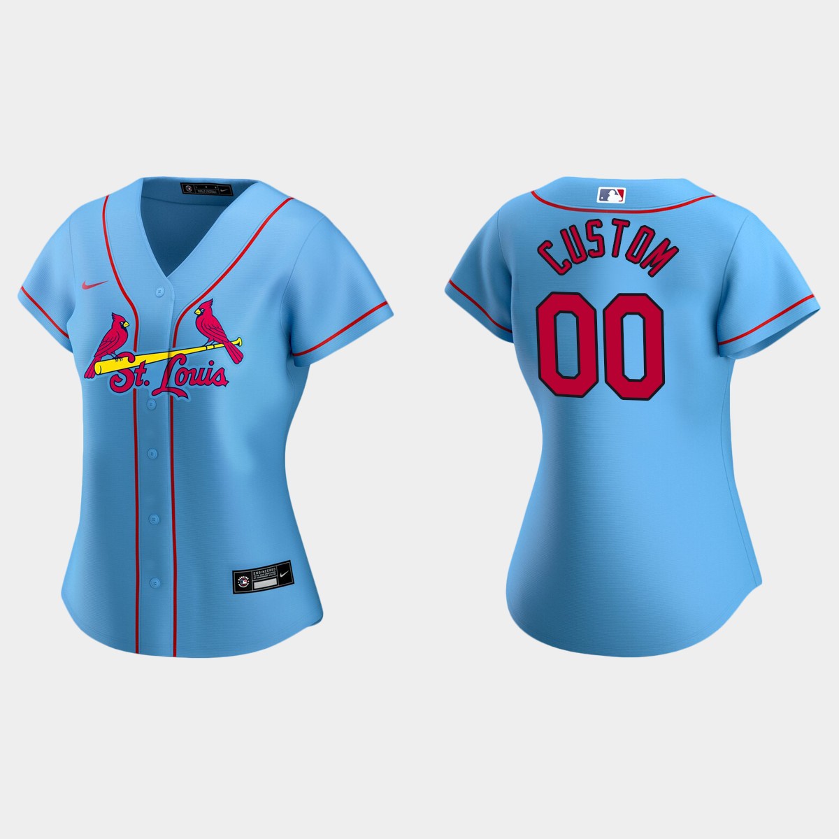 Women St. Louis Cardinals Custom Light Blue 2020 Alternate Jersey