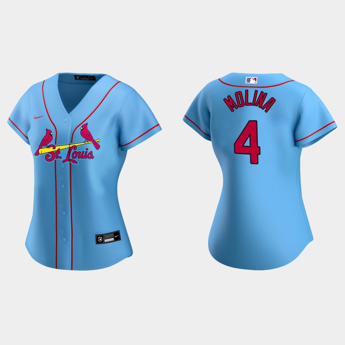Women St. Louis Cardinals Yadier Molina Light Blue 2020 Alternate Jersey