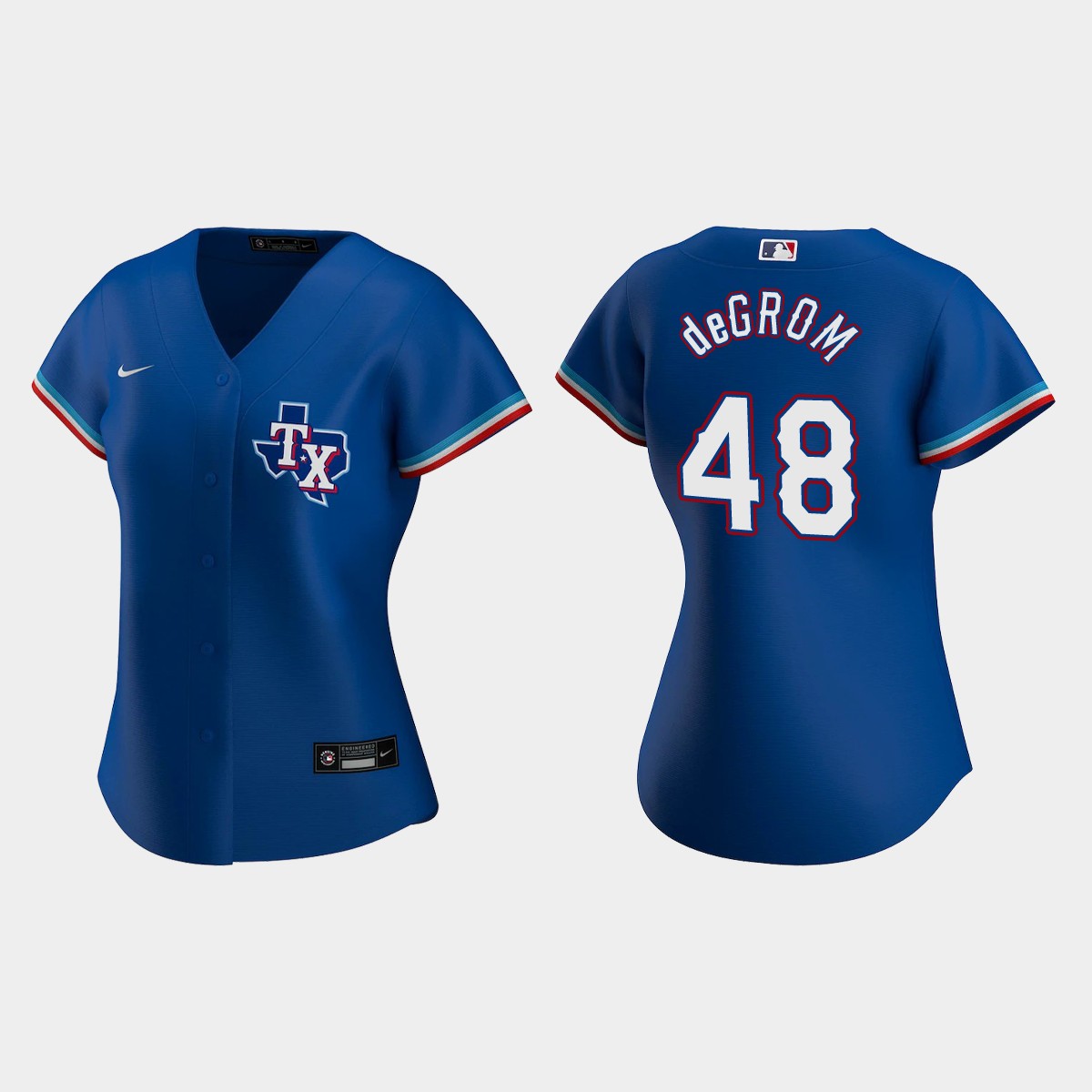 Women Texas Rangers Jacob deGrom Royal Jersey