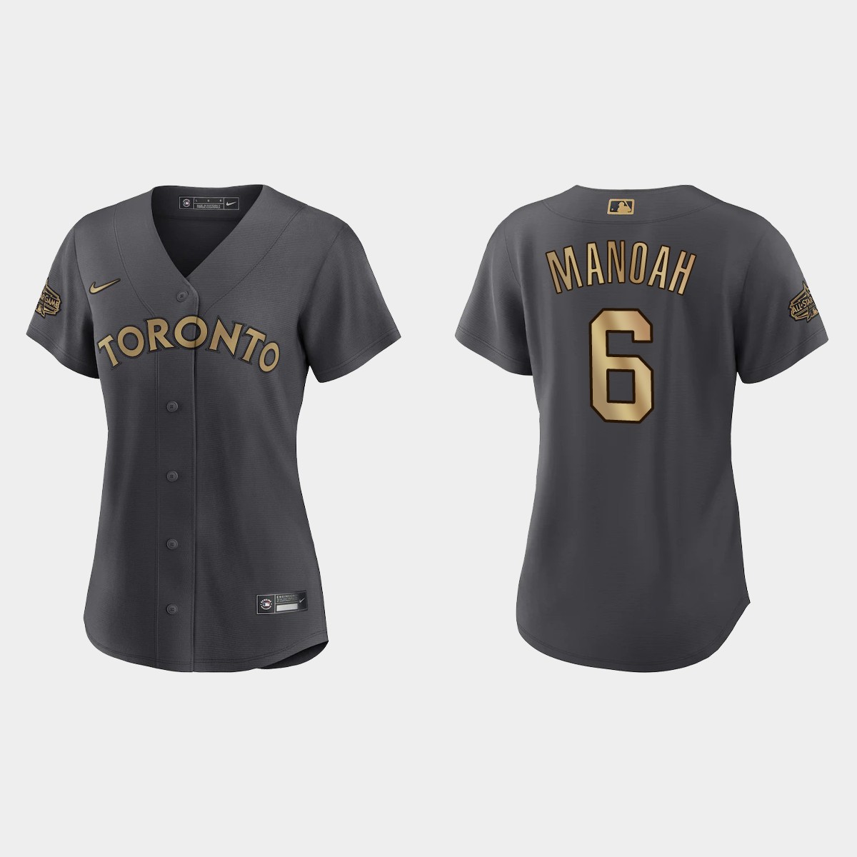Women Toronto Blue Jays Alek Manoah Charcoal 2022 MLB All-Star Game Jersey