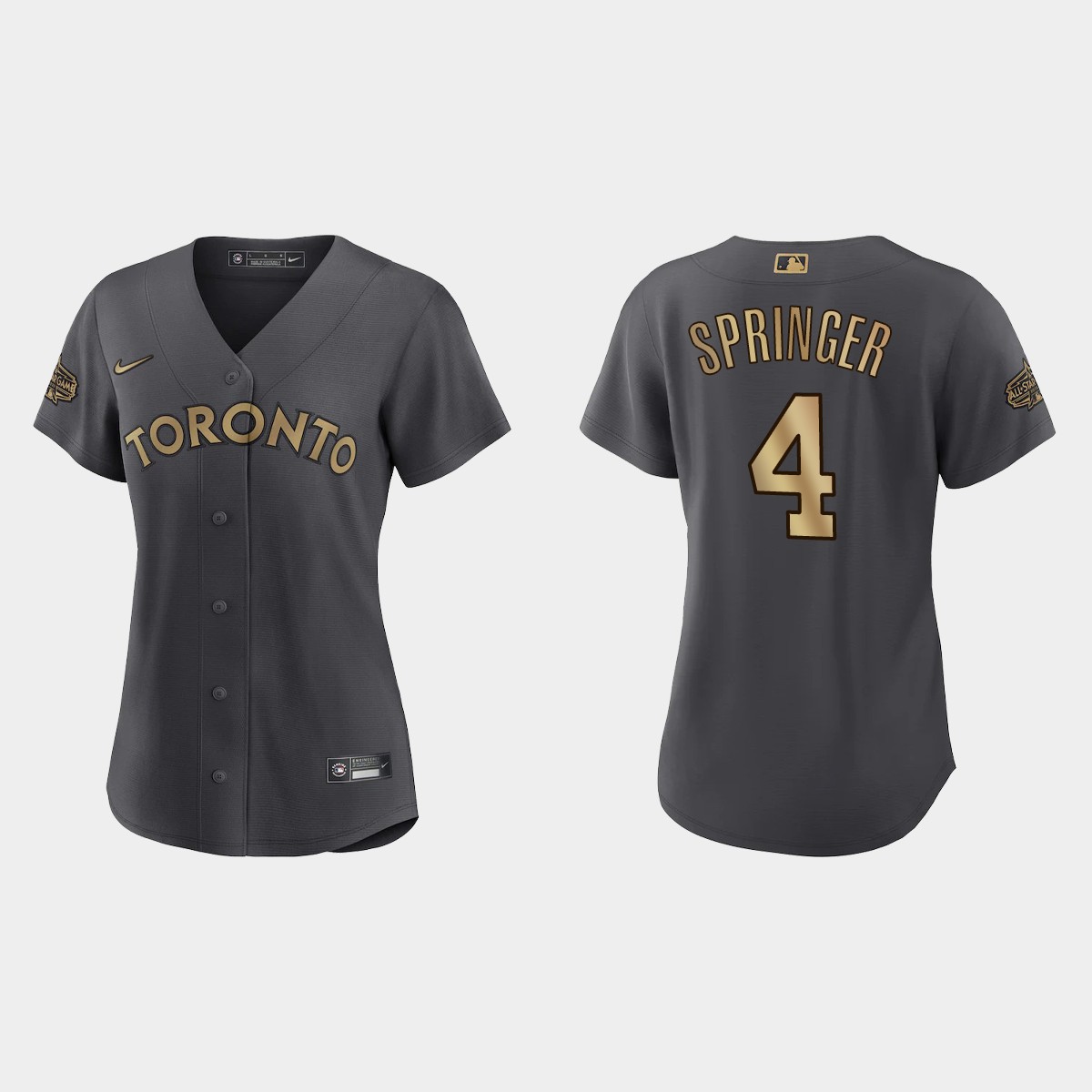 Women Toronto Blue Jays George Springer Charcoal 2022 MLB All-Star Game Jersey
