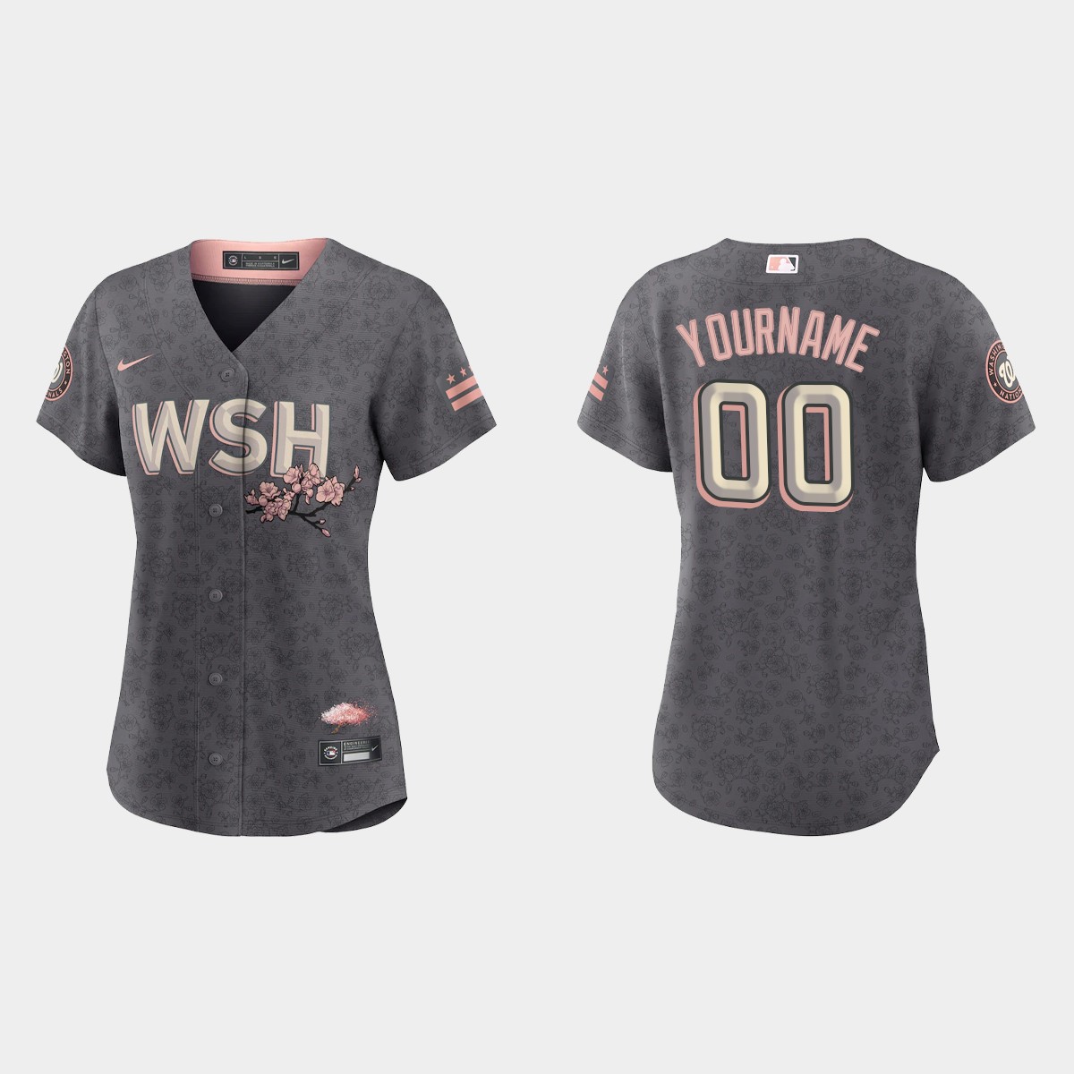 Women Washington Nationals Custom Gray 2022 City Connect Jersey