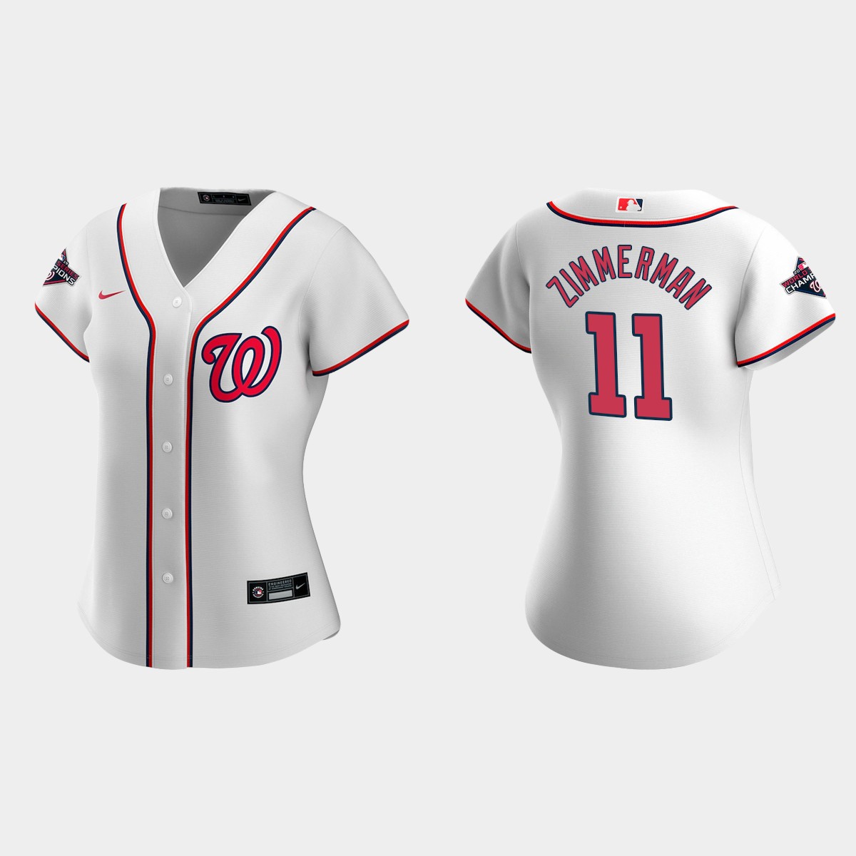 Women Washington Nationals Ryan Zimmerman White 2019 World Series Champions Home Jersey