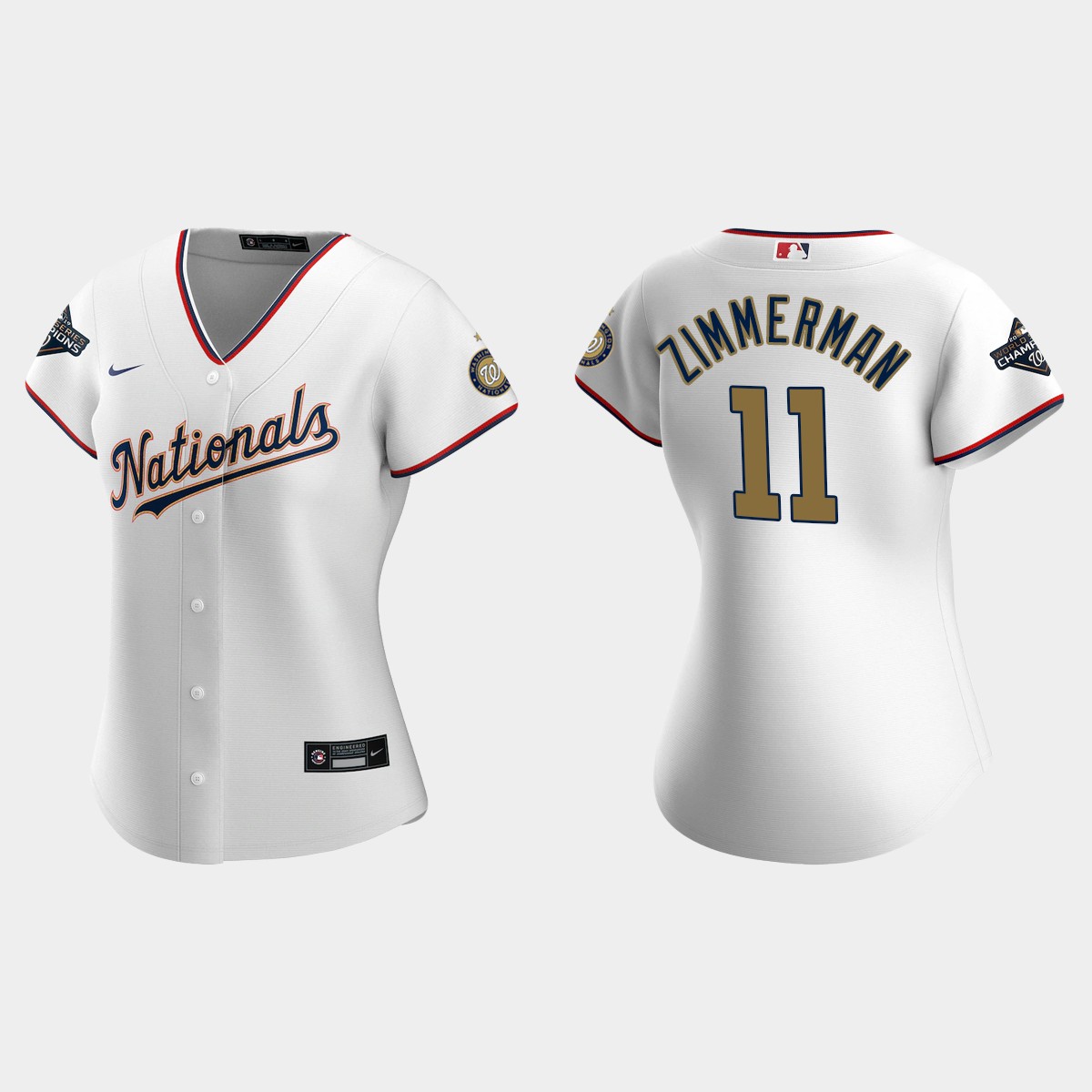 Women Washington Nationals Ryan Zimmerman White 2020 Gold Program Jersey