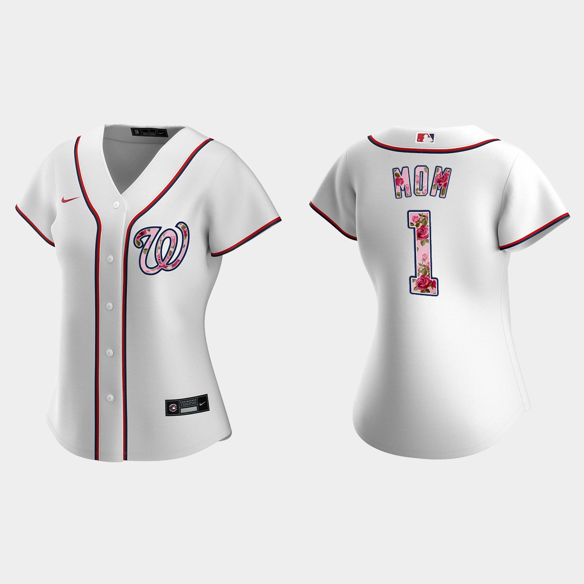Women Washington Nationals White 2021 Mother's Day NO.1 Mom Jersey