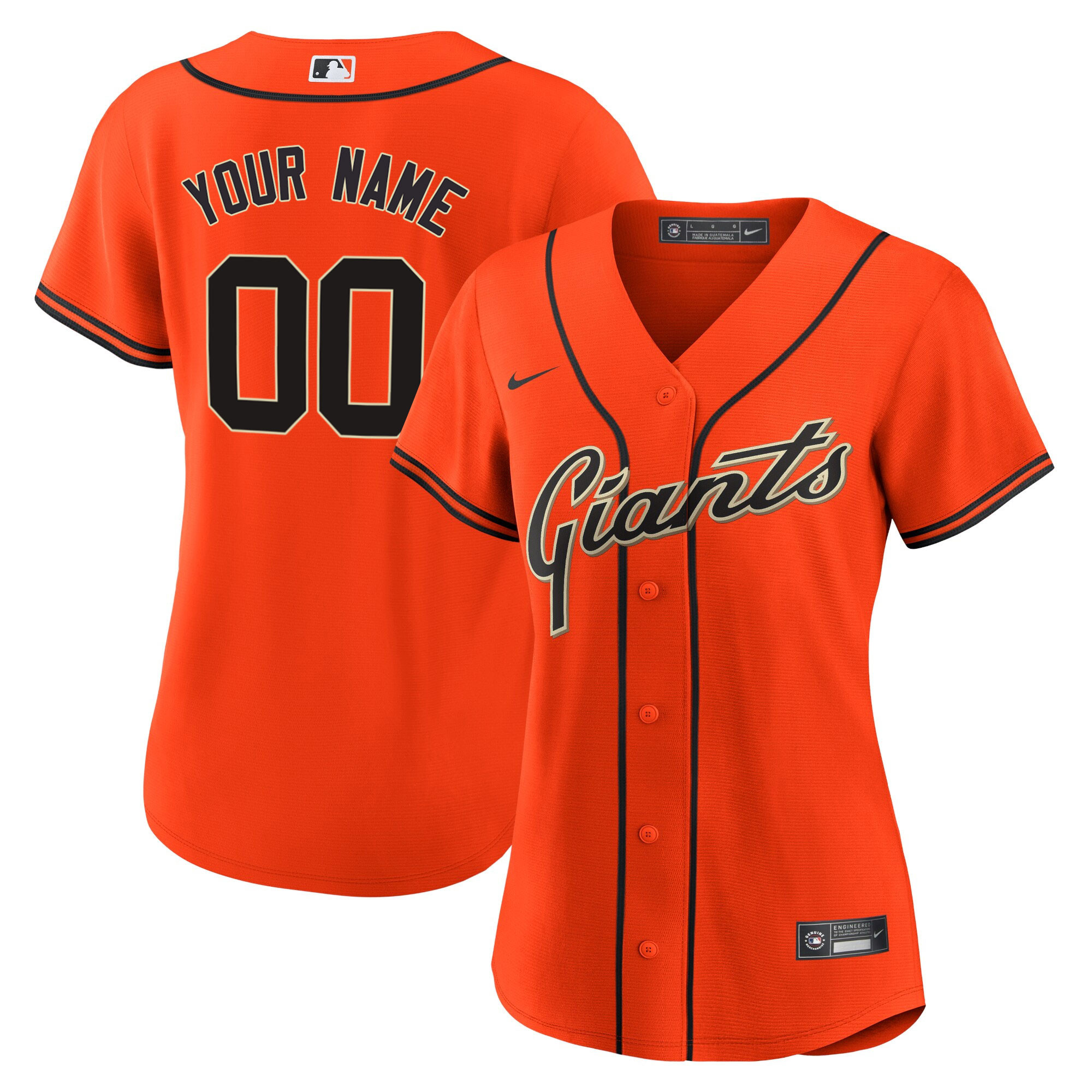 Women Women's San Francisco Giants Custom Orange Jersey - All Stitched