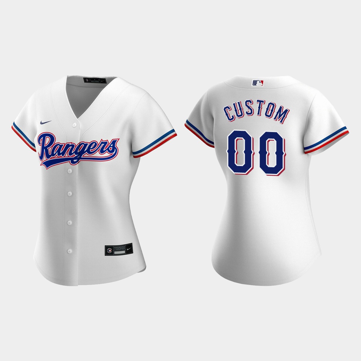 Women's #00 Custom Texas Rangers Home Jersey - White