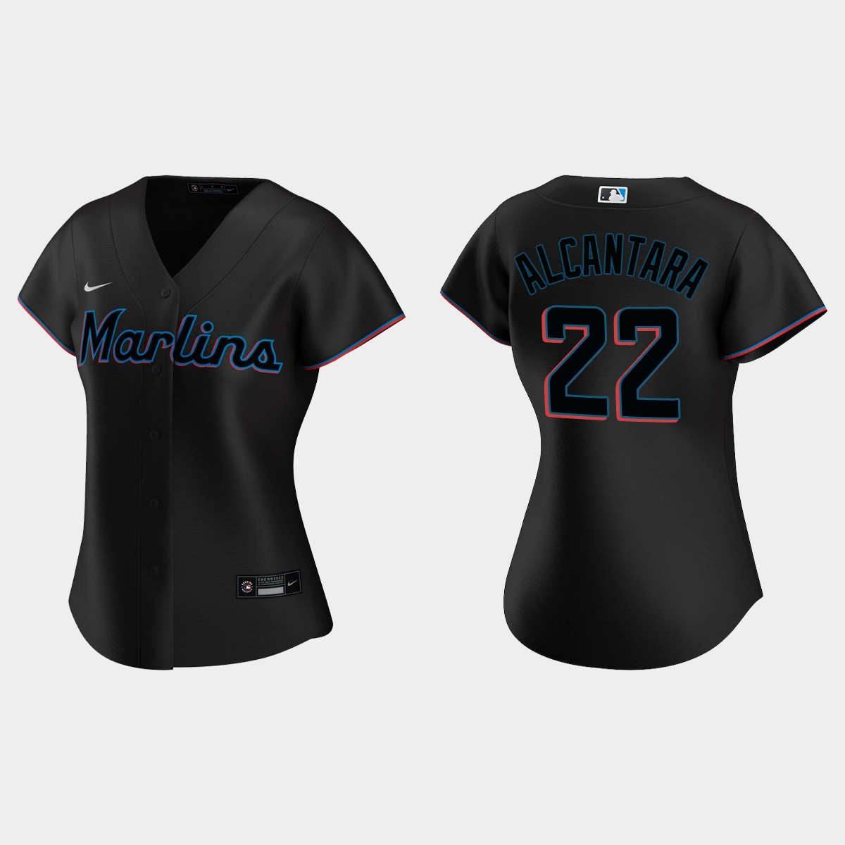 Women's #22 Sandy Alcantara Miami Marlins 2020 Alternate Jersey - Black