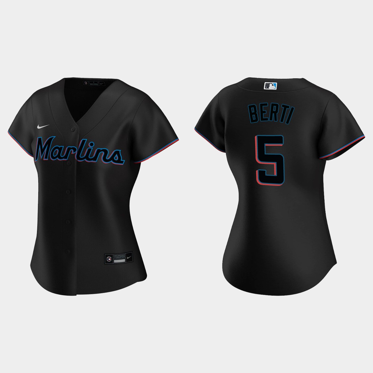 Women's #5 Jon Berti Miami Marlins 2020 Alternate Jersey - Black