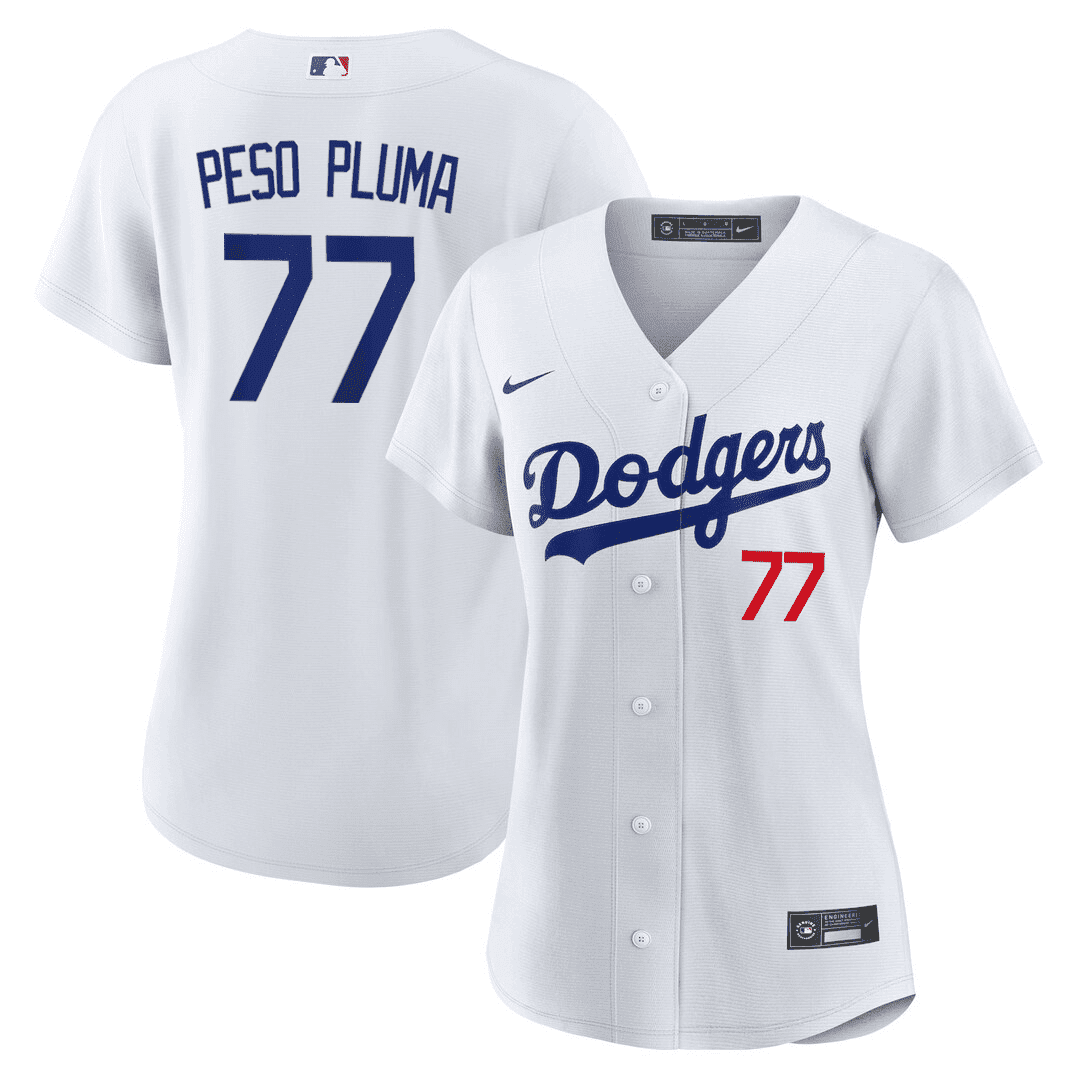 Women's #77 Peso Pluma LA Los Angeles Dodgers Special Mexico White Jersey