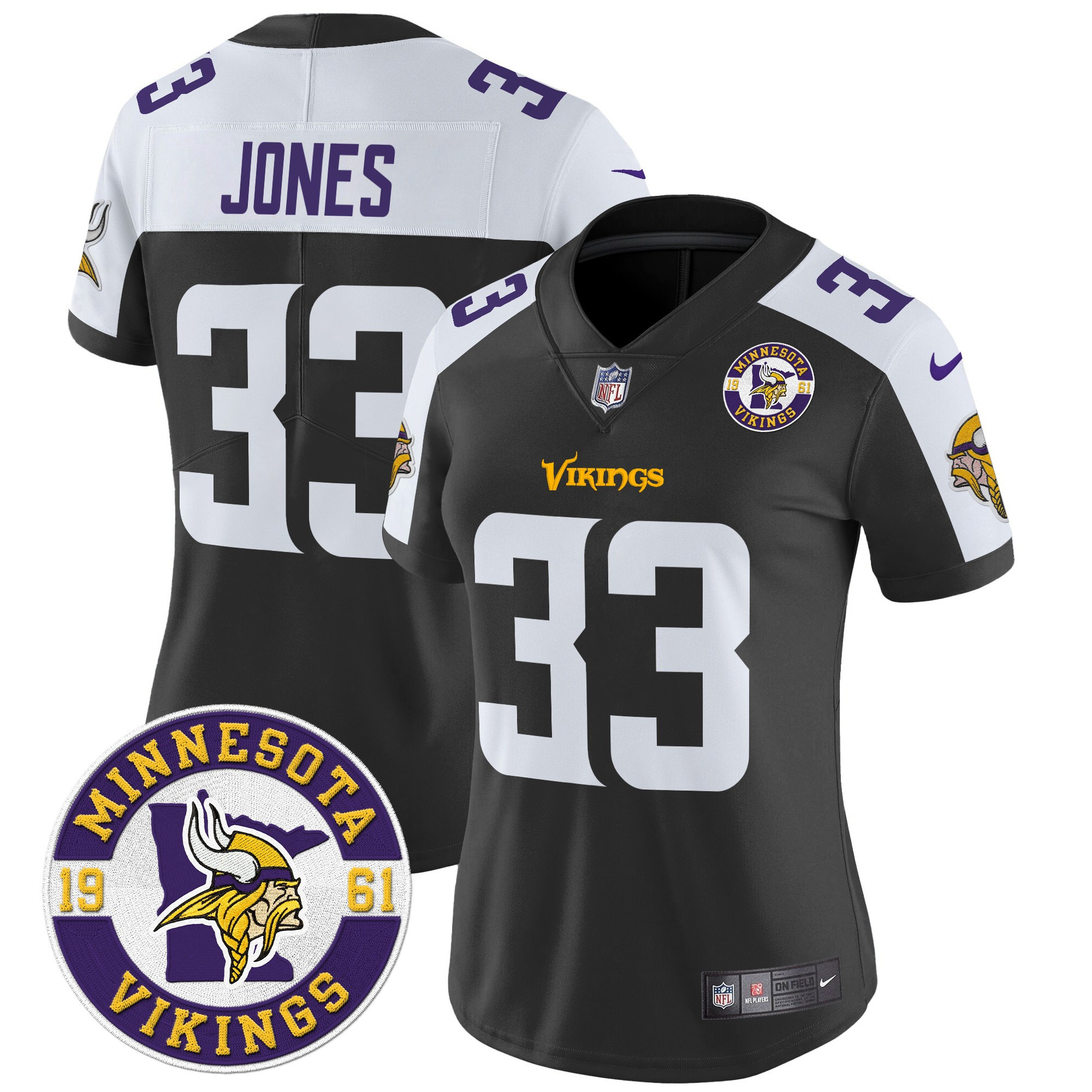 Women's Aaron Jones Minnesota Vikings 2024 Vapor Limited Black Alternate Jersey - All Stitched