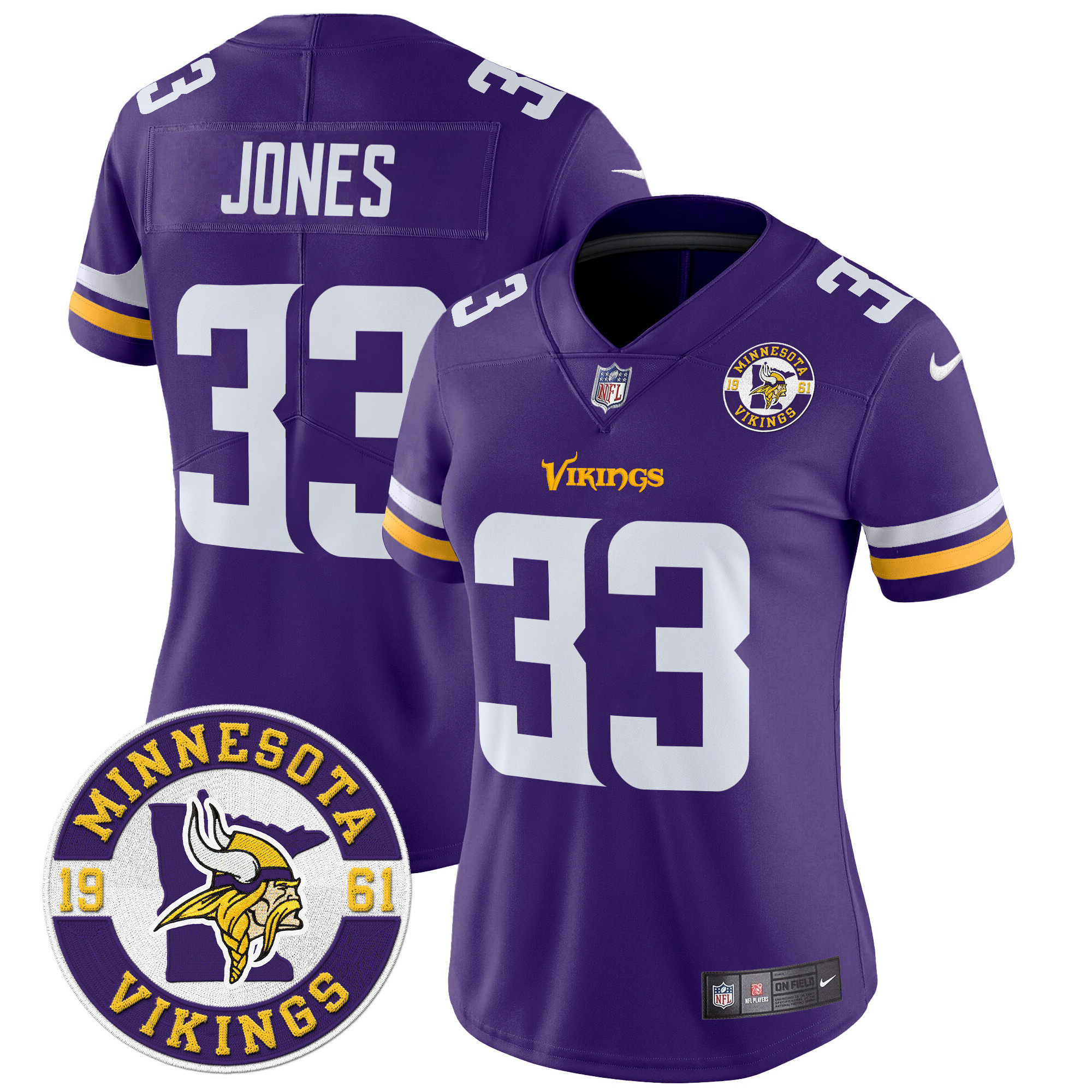 Women's Aaron Jones Minnesota Vikings 2024 Vapor Limited Purple Jersey - All Stitched