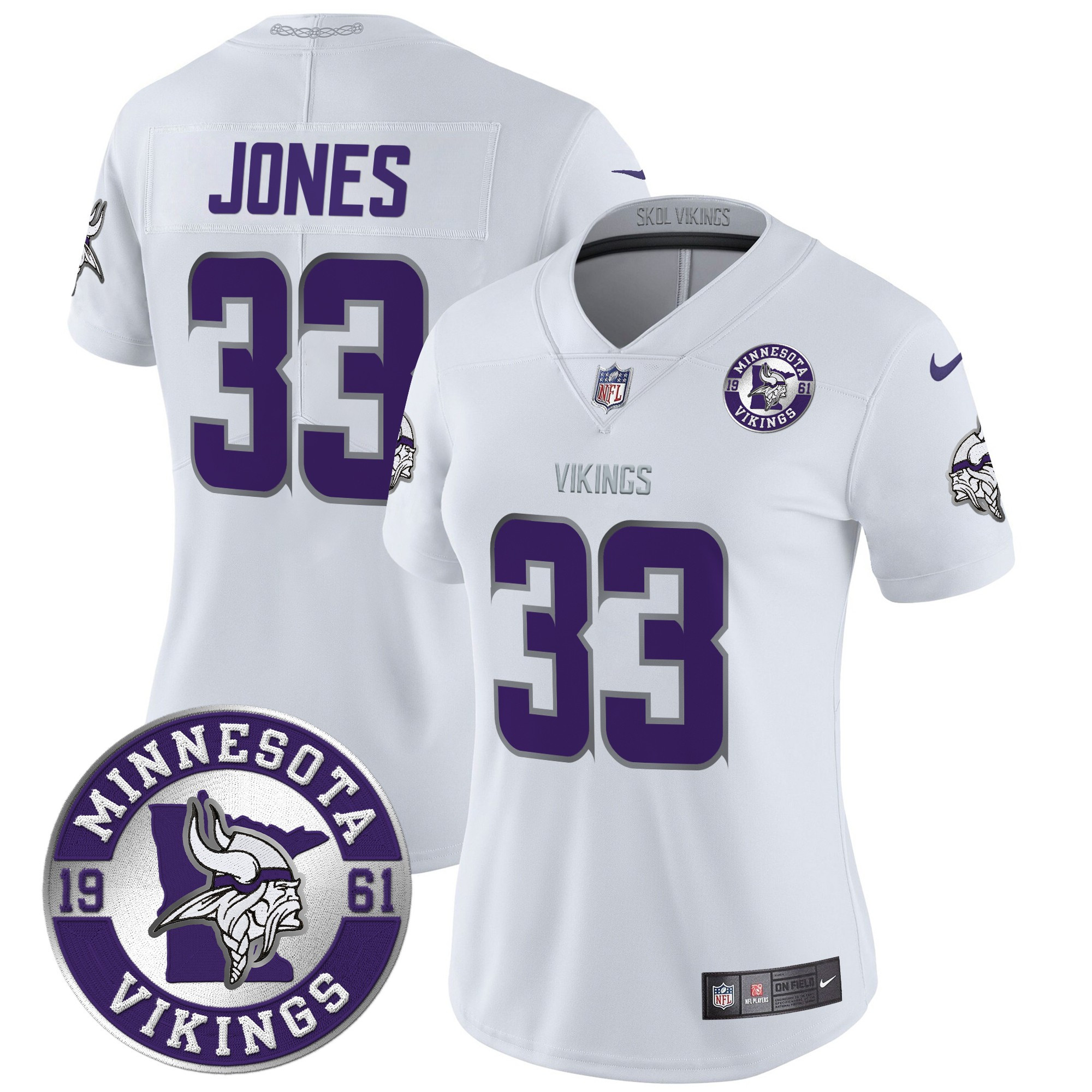 Women's Aaron Jones Minnesota Vikings 2024 Vapor Limited White Limited Jersey - All Stitched