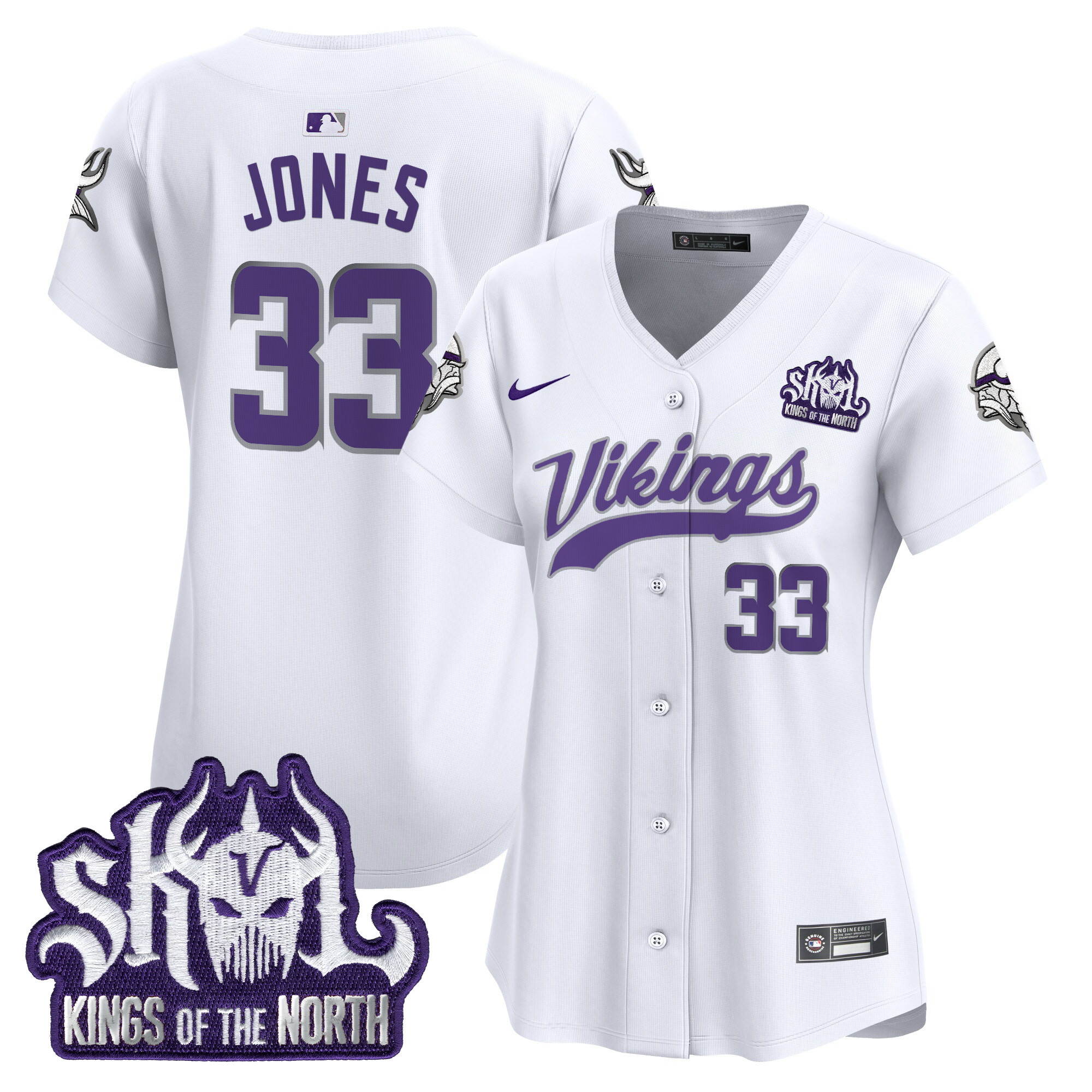 Women's Aaron Jones Minnesota Vikings Kings Of The North Patch Vapor Premier Limited Winter Warrior Jersey - All Stitched