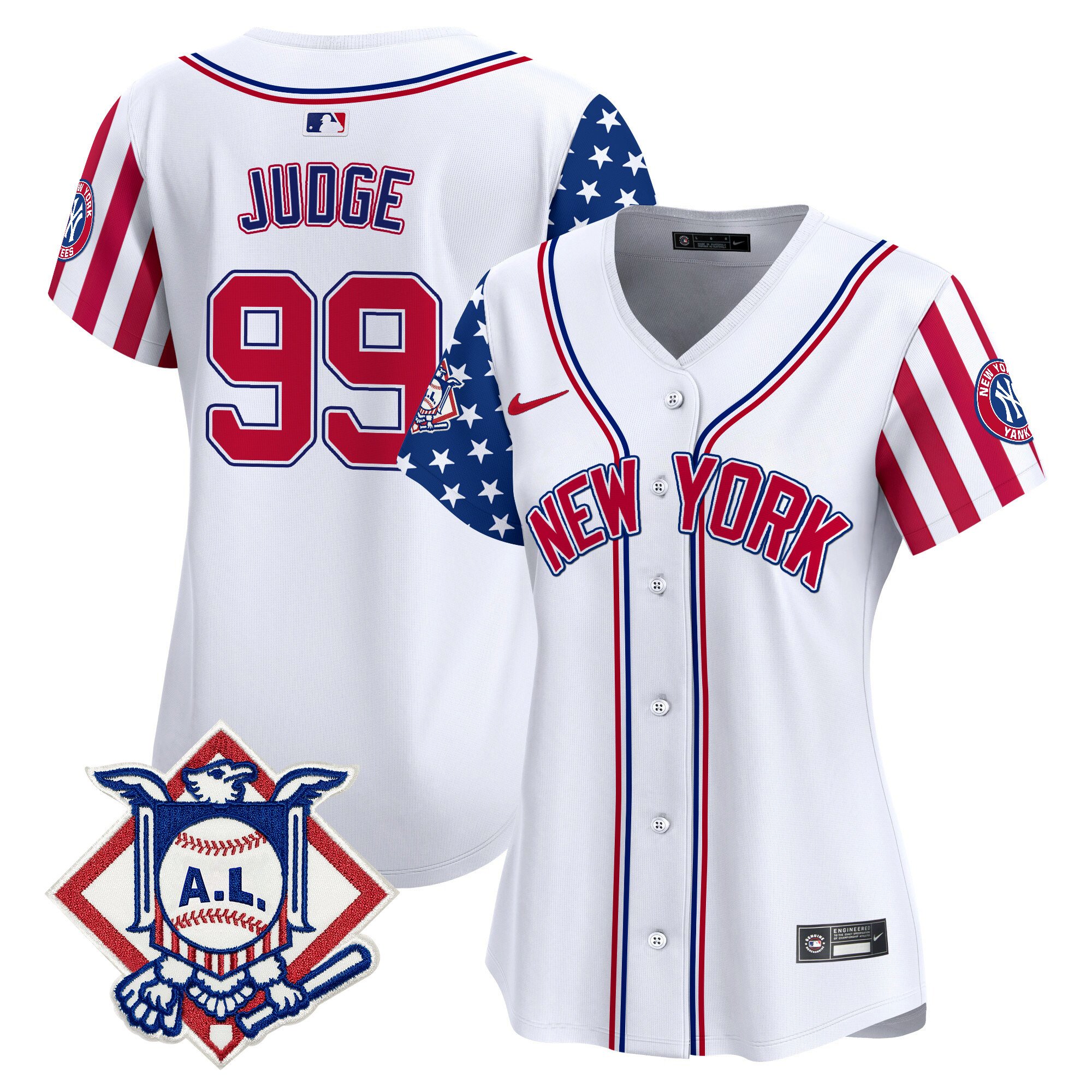 Women's Aaron Judge New York Yankees 2024 Fourth of July Vapor Premier Limited White Jersey V2 - All Stitched